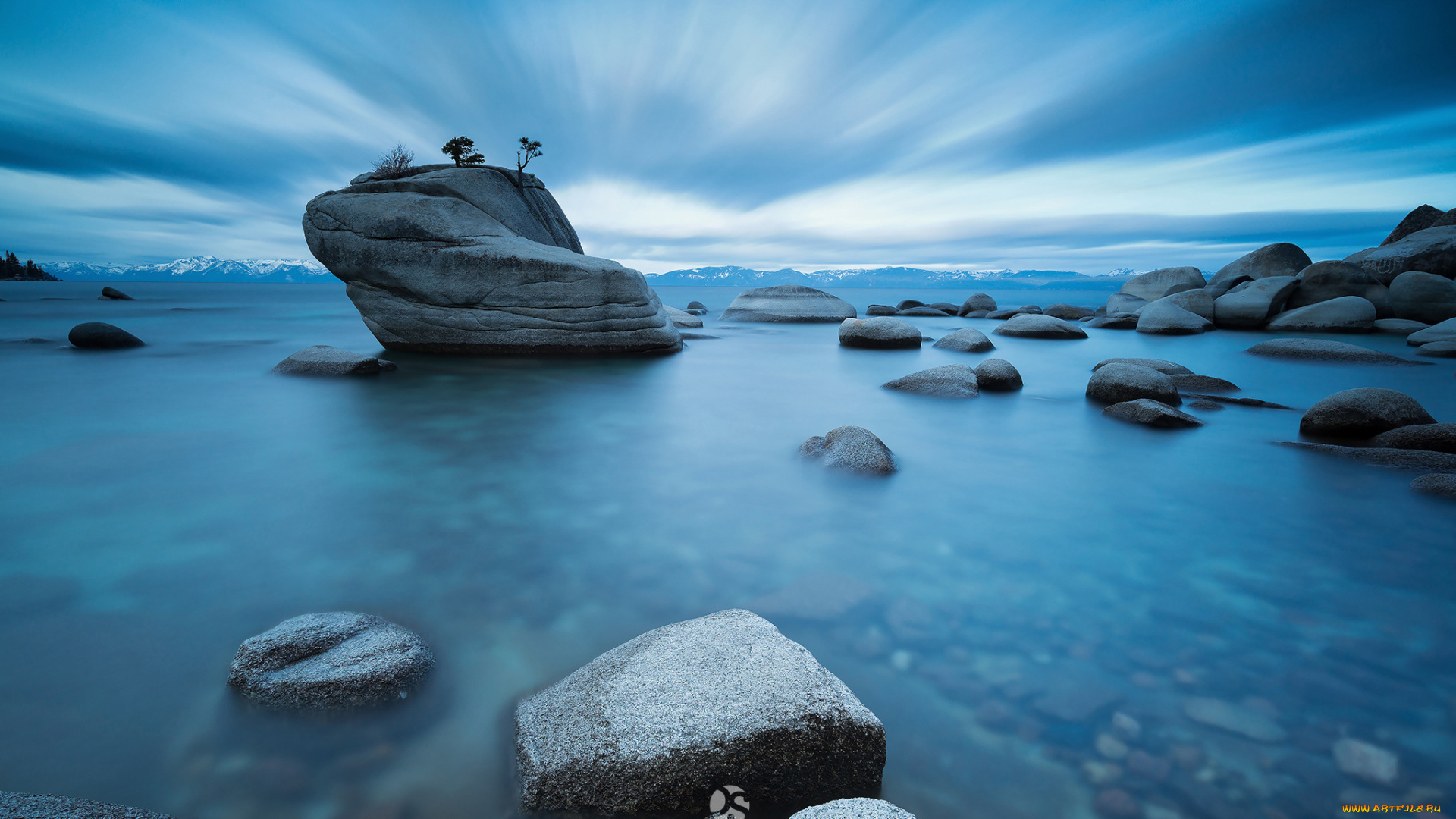 природа, побережье, калифорния, штат, выдержка, небо, пресное, озеро, тахо, горный, хребет, сьерра-невада, сша