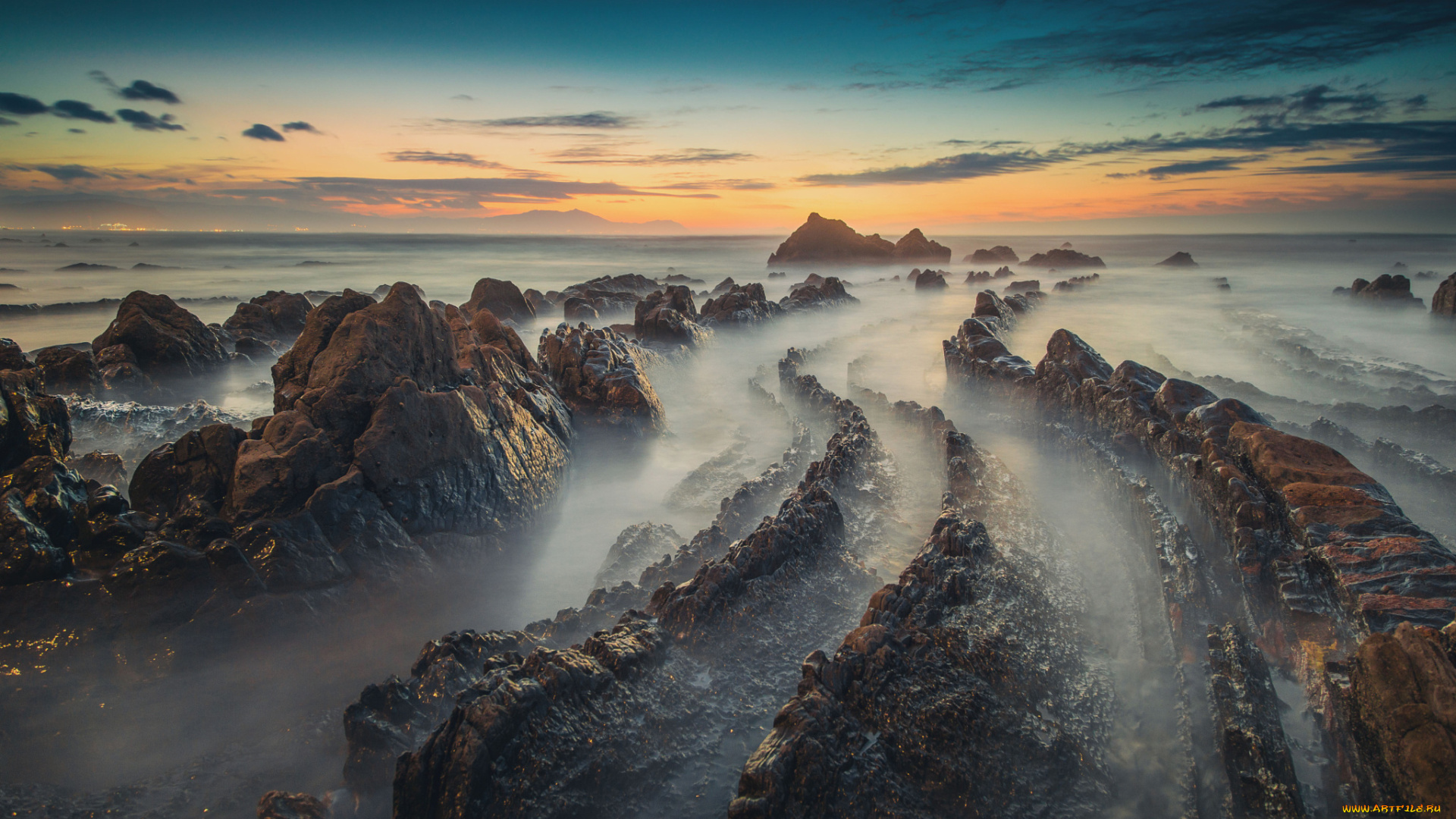 природа, побережье, скалы, море, страна, басков, испания