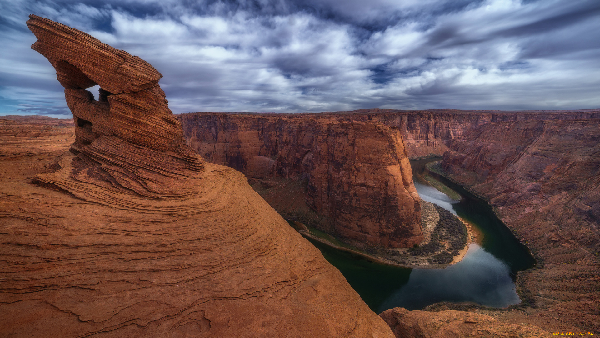 природа, реки, озера, сша, каньон, скалы, небо, облака