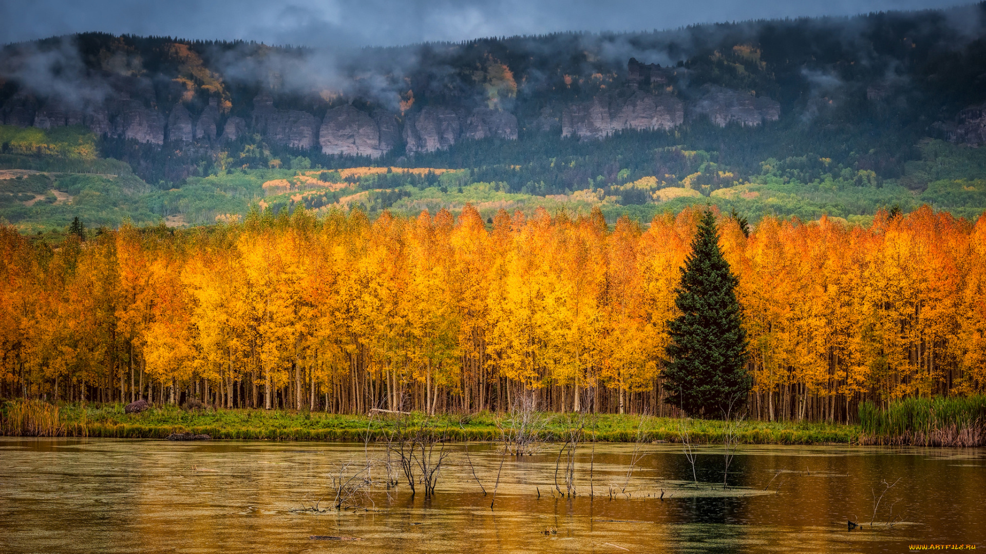 природа, реки, озера, сша, осень, san, juan, горный, хребет, скалистые, горы, колорадо, штат
