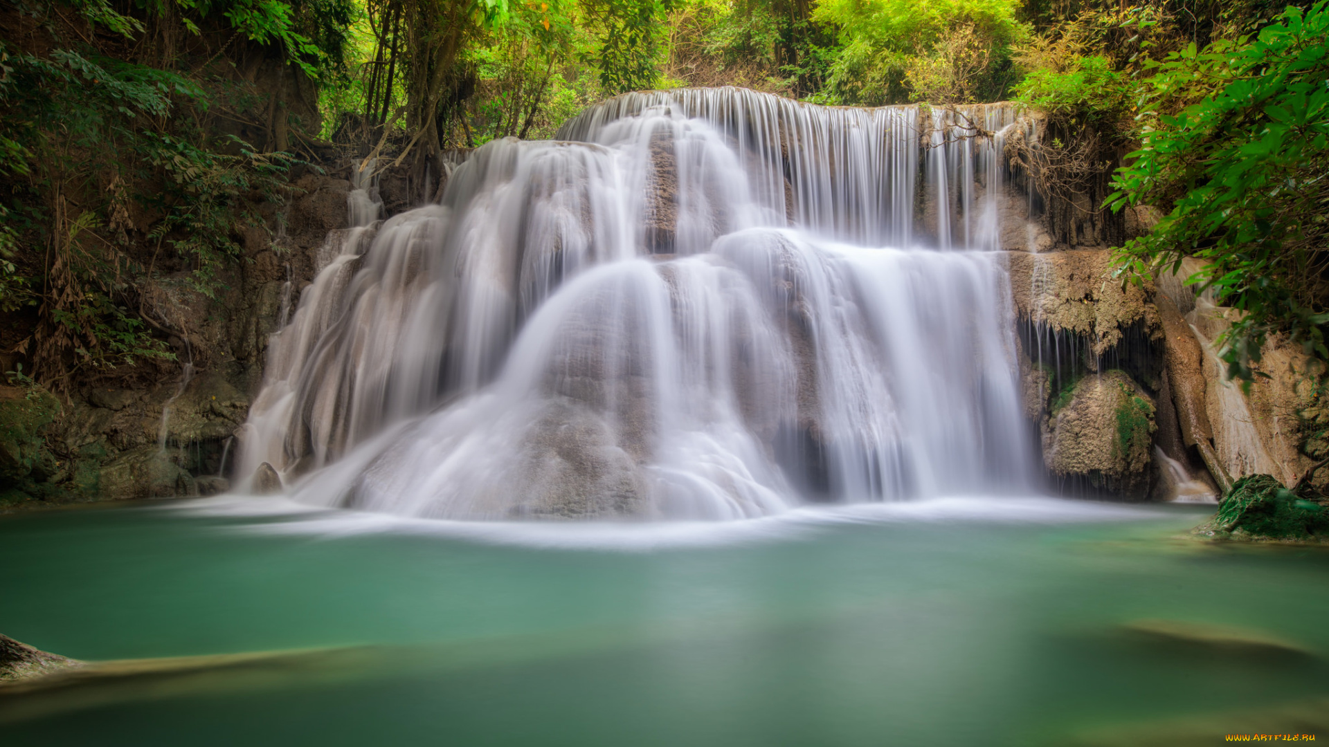 природа, водопады, лес, водопад, река