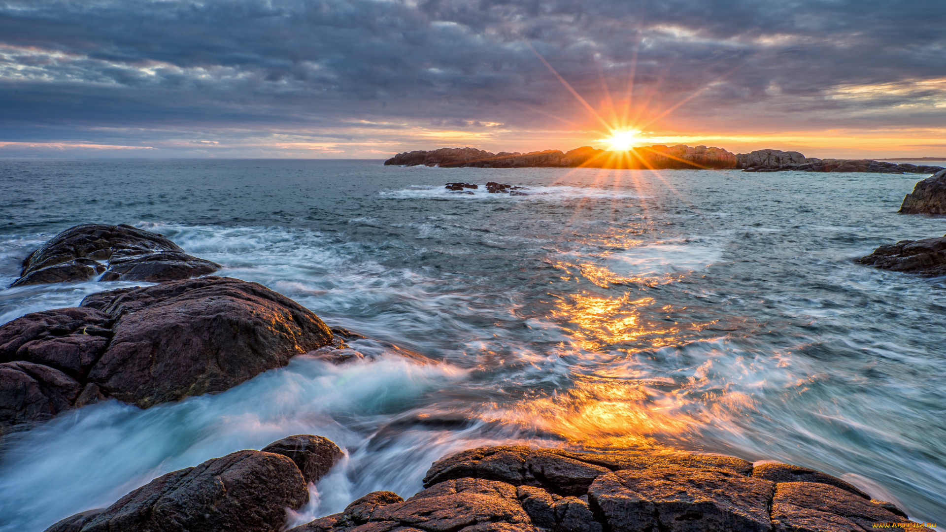 природа, восходы, закаты, океан, заря, тучи, горизонт