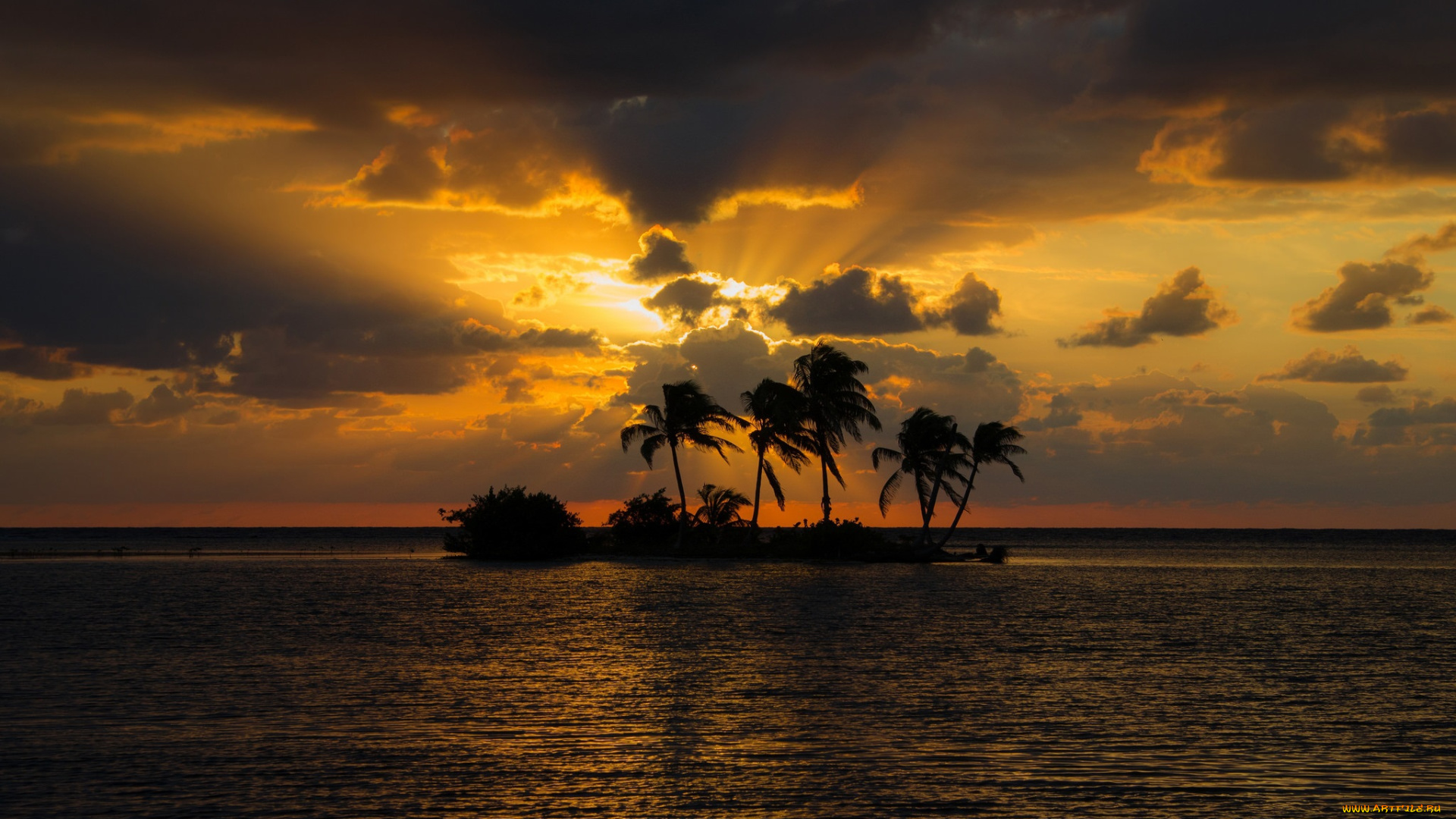 природа, восходы, закаты, тучи, горизонт, заря, океан