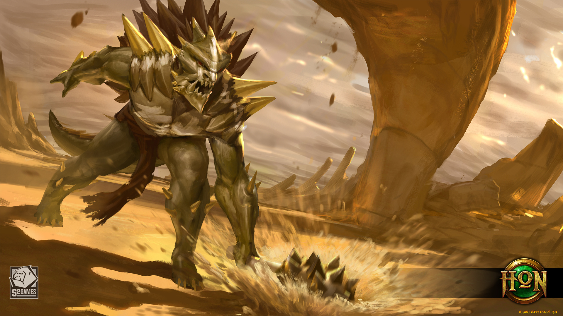 видео, игры, heroes, of, newerth, armadon, шипы, heroes, of, newerth, horny, lizardon, монстр, art