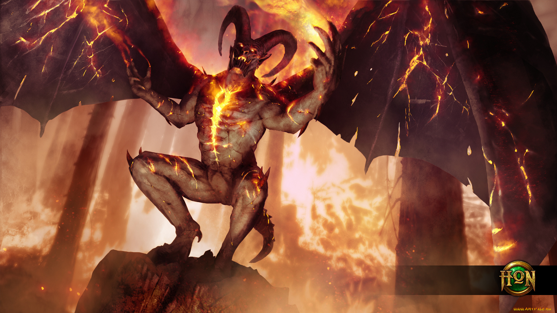 видео, игры, heroes, of, newerth, blood, hunter, горгулья, balrog, heroes, of, newerth