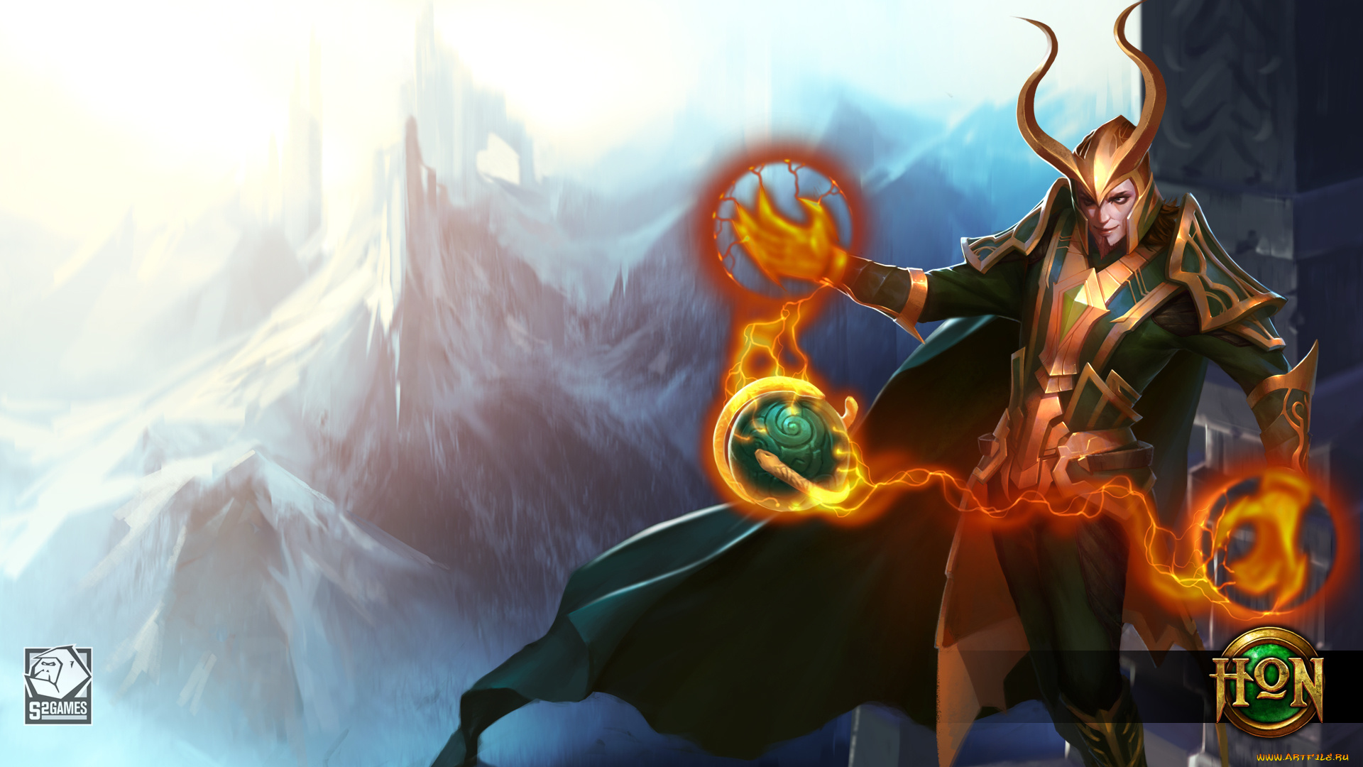 видео, игры, heroes, of, newerth, горы, бог, fan, art, heroes, of, newerth, loki, corrupted, disciple
