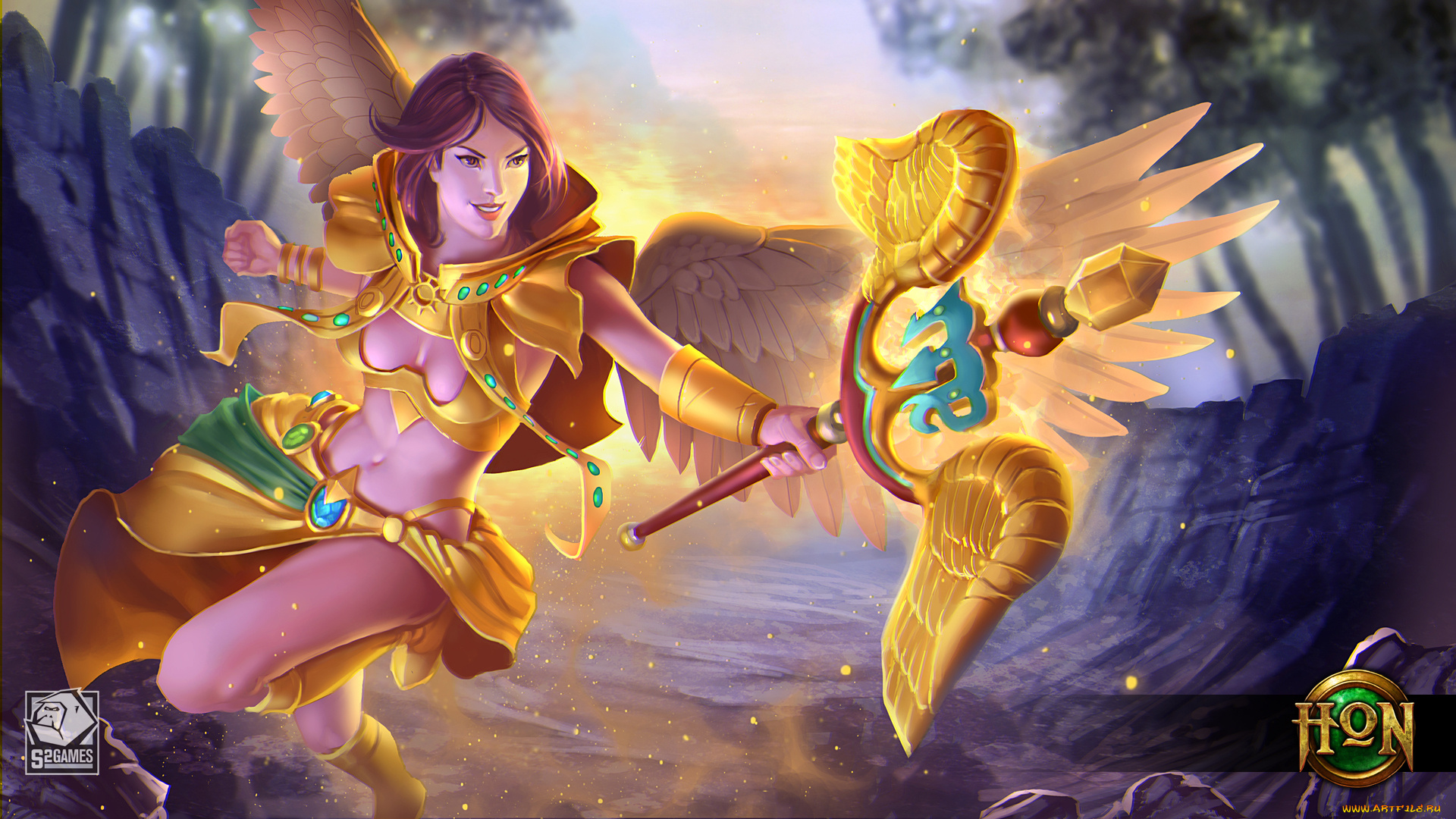 видео, игры, heroes, of, newerth, крылья, посох, жезл, костюм, девушка, virgo, martyr, heroes, of, newerth