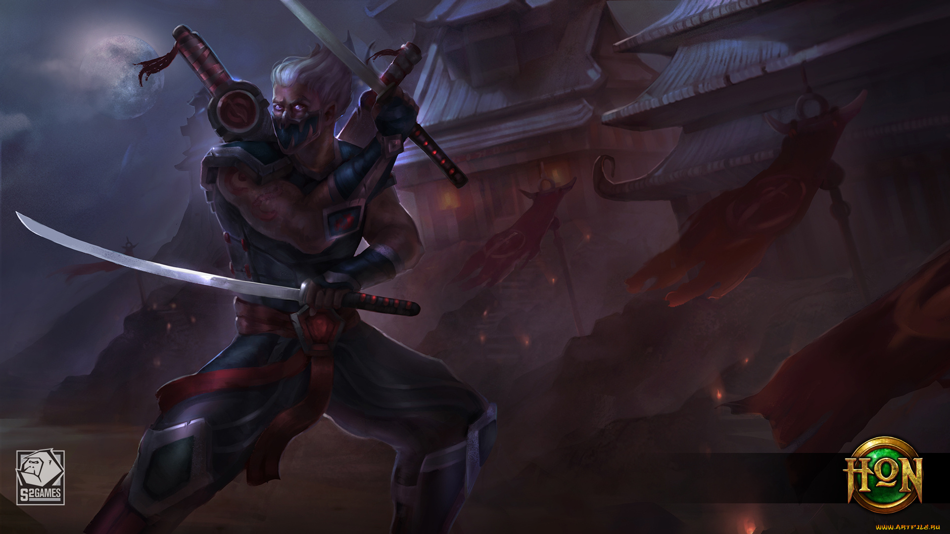 видео, игры, heroes, of, newerth, меч, ночь, катана, убийца, shadowblade, heroes, of, newerth, husher