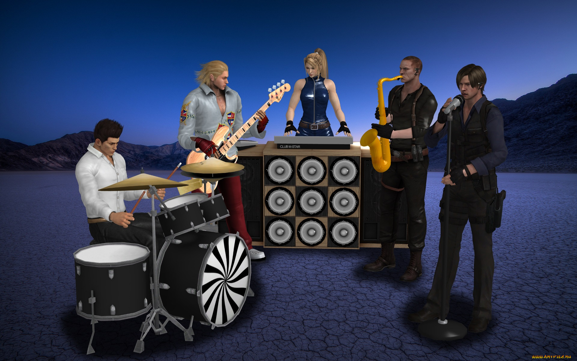 3д, графика, аниме, , anime, фон, взгляд, девушка, ансамбль, парни