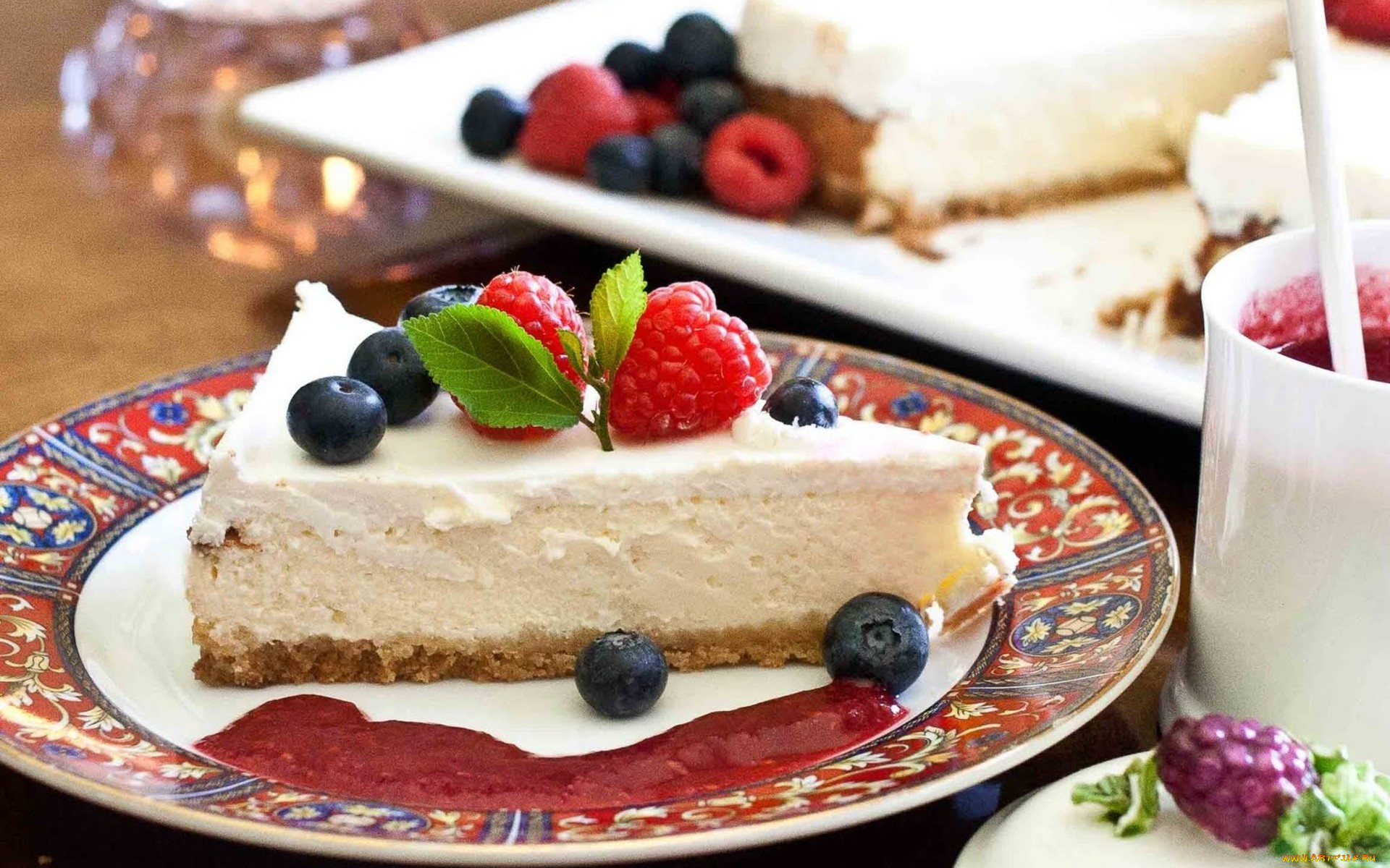 еда, пироги, чизкейк, ягоды