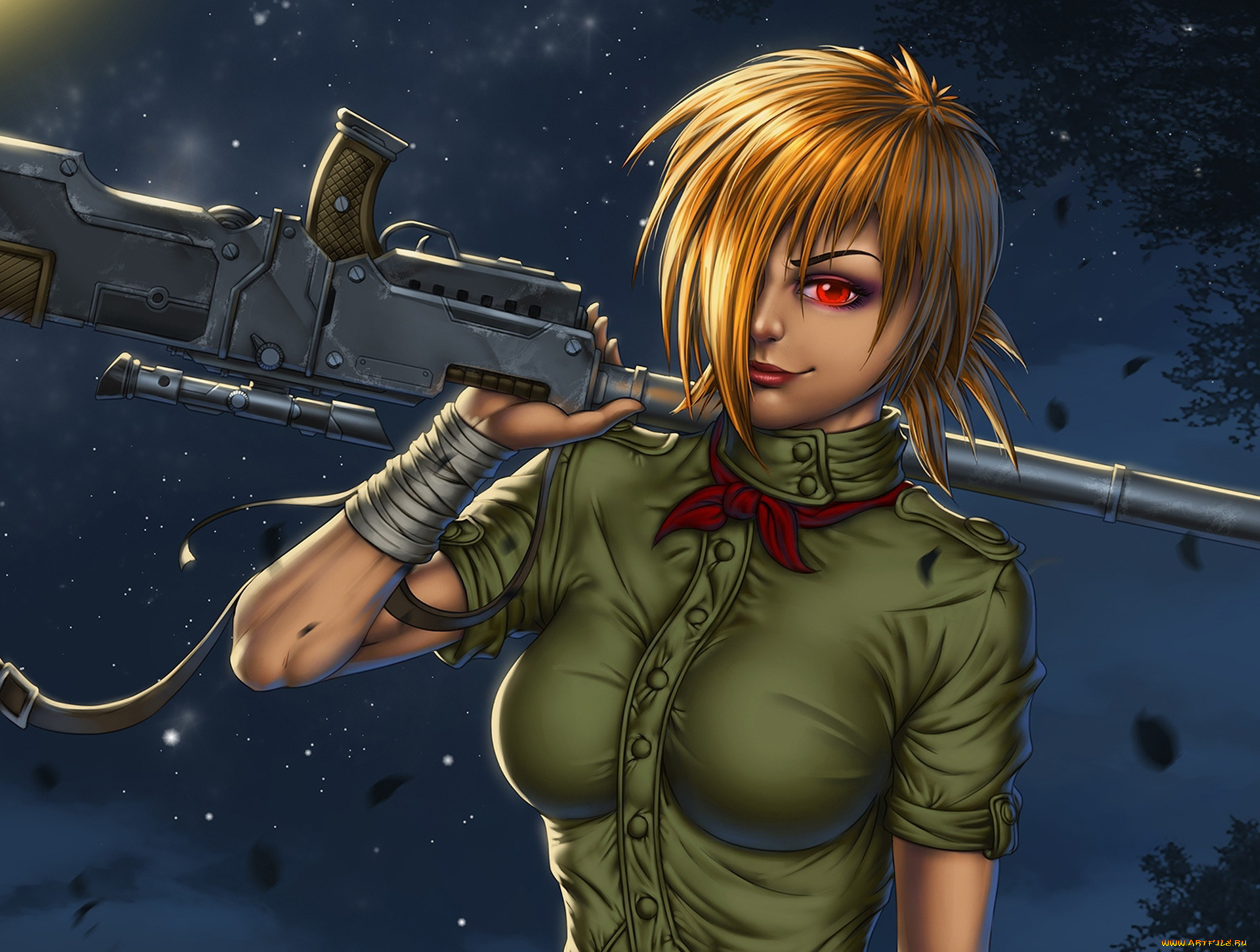 фэнтези, девушки, аниме, hellsing, seras, victoria, вампир, девушка, ночь, грудь