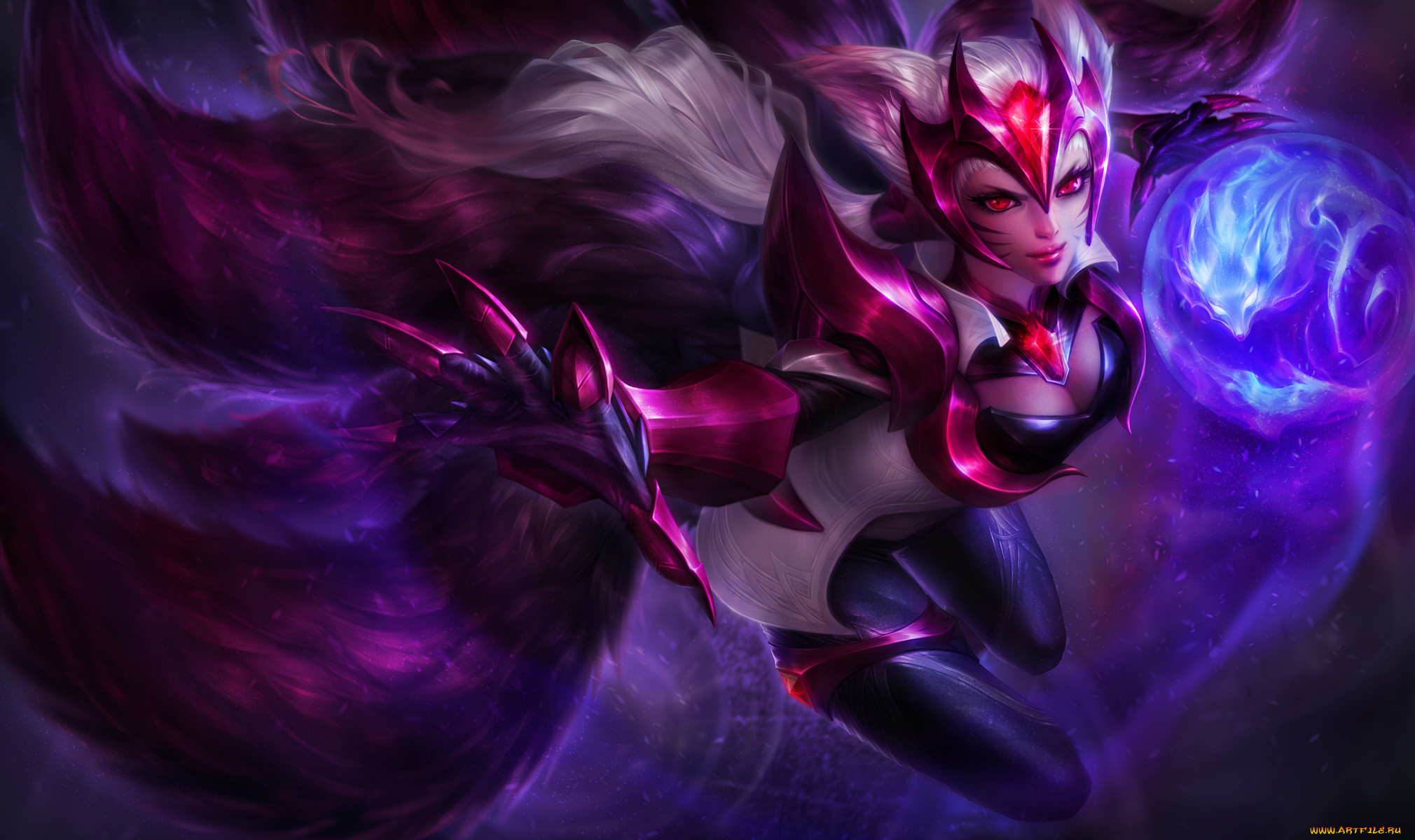 видео, игры, league, of, legends, league, of, legends, nine-tailed, fox, skin, ahri, lol, fan, art, лиса