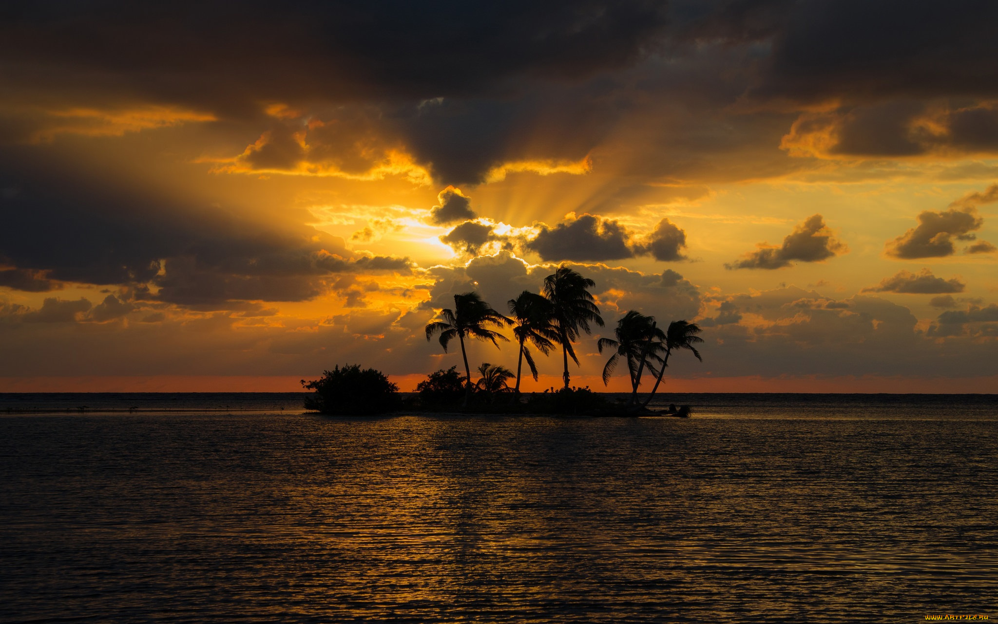 природа, восходы, закаты, тучи, горизонт, заря, океан