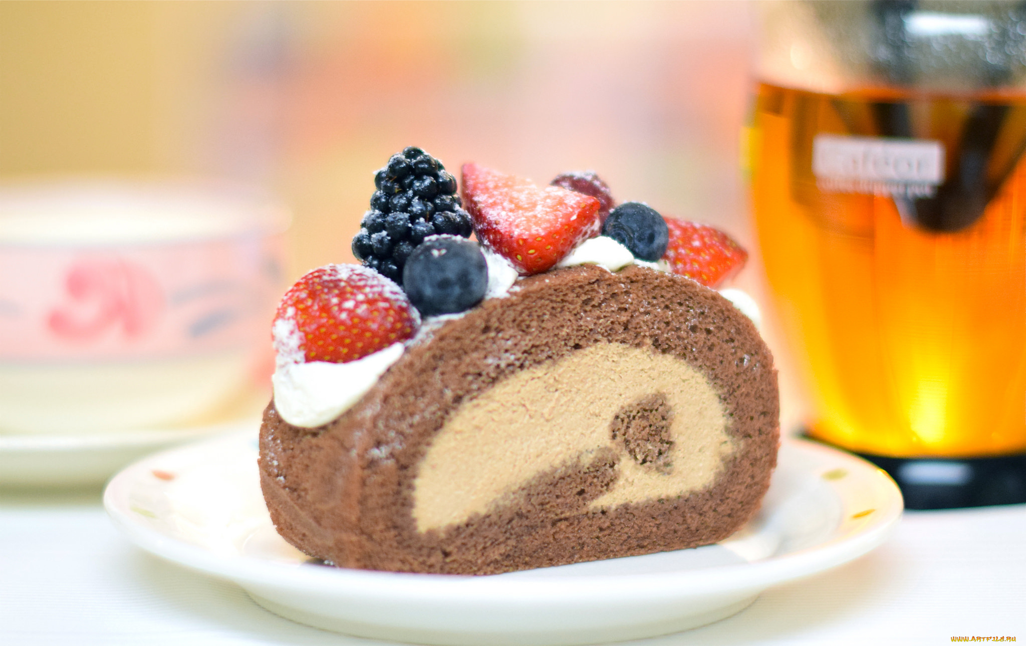 еда, пирожные, , кексы, , печенье, ягоды, пироженое, рулет