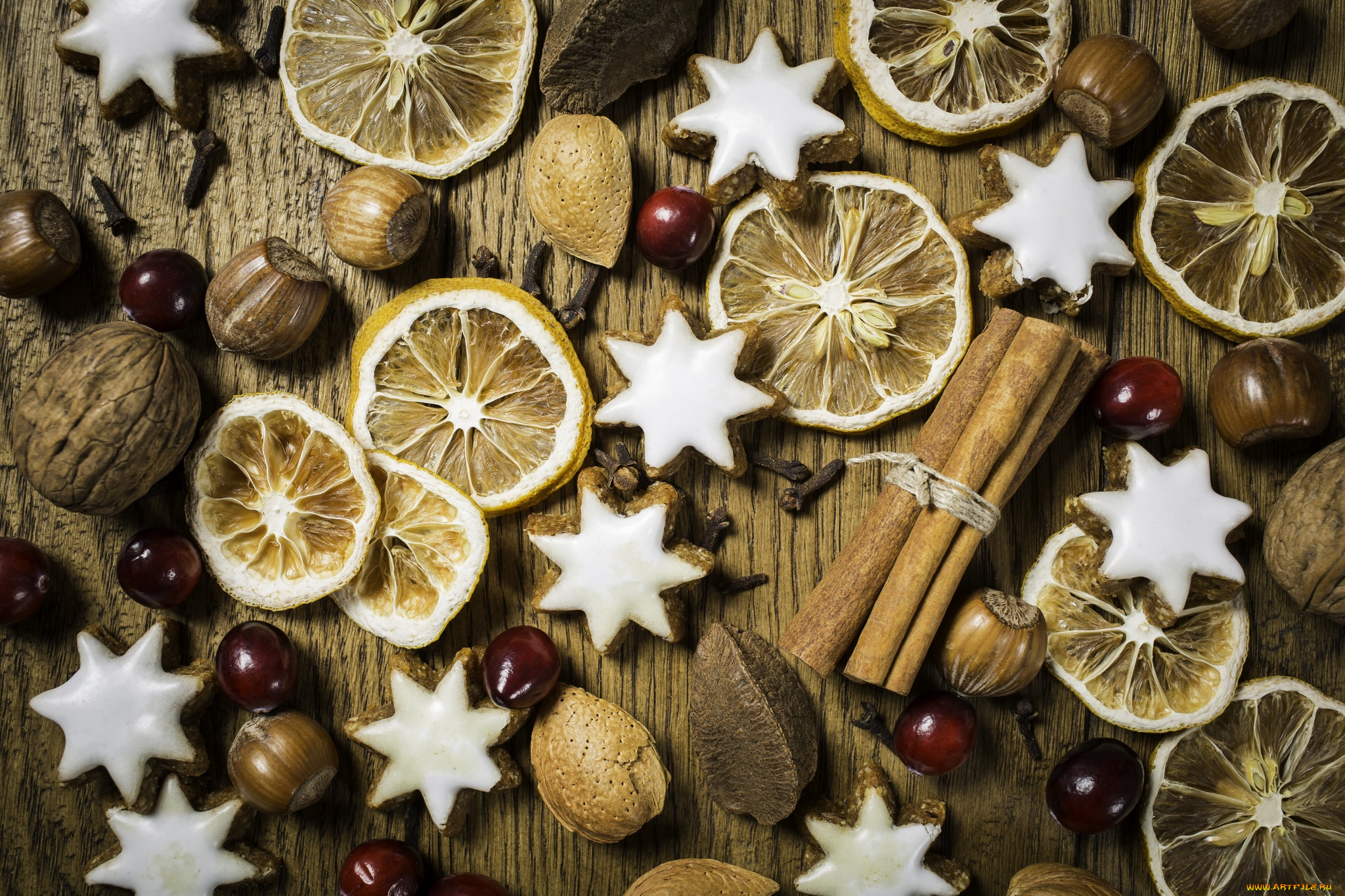 еда, разное, рождество, макро, орехи, корица, печенье