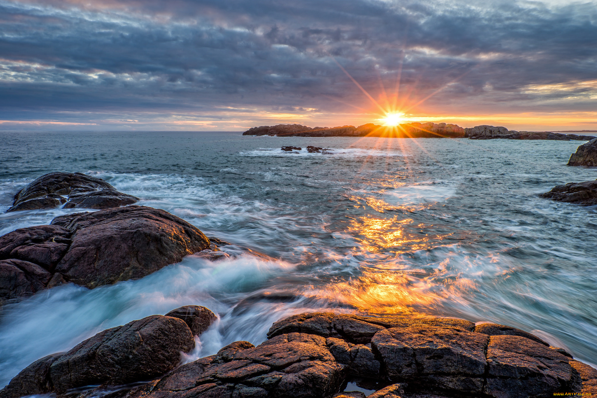 природа, восходы, закаты, океан, заря, тучи, горизонт