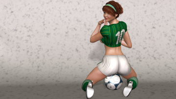 Картинка 3д+графика люди+ people мяч фон девушка взгляд