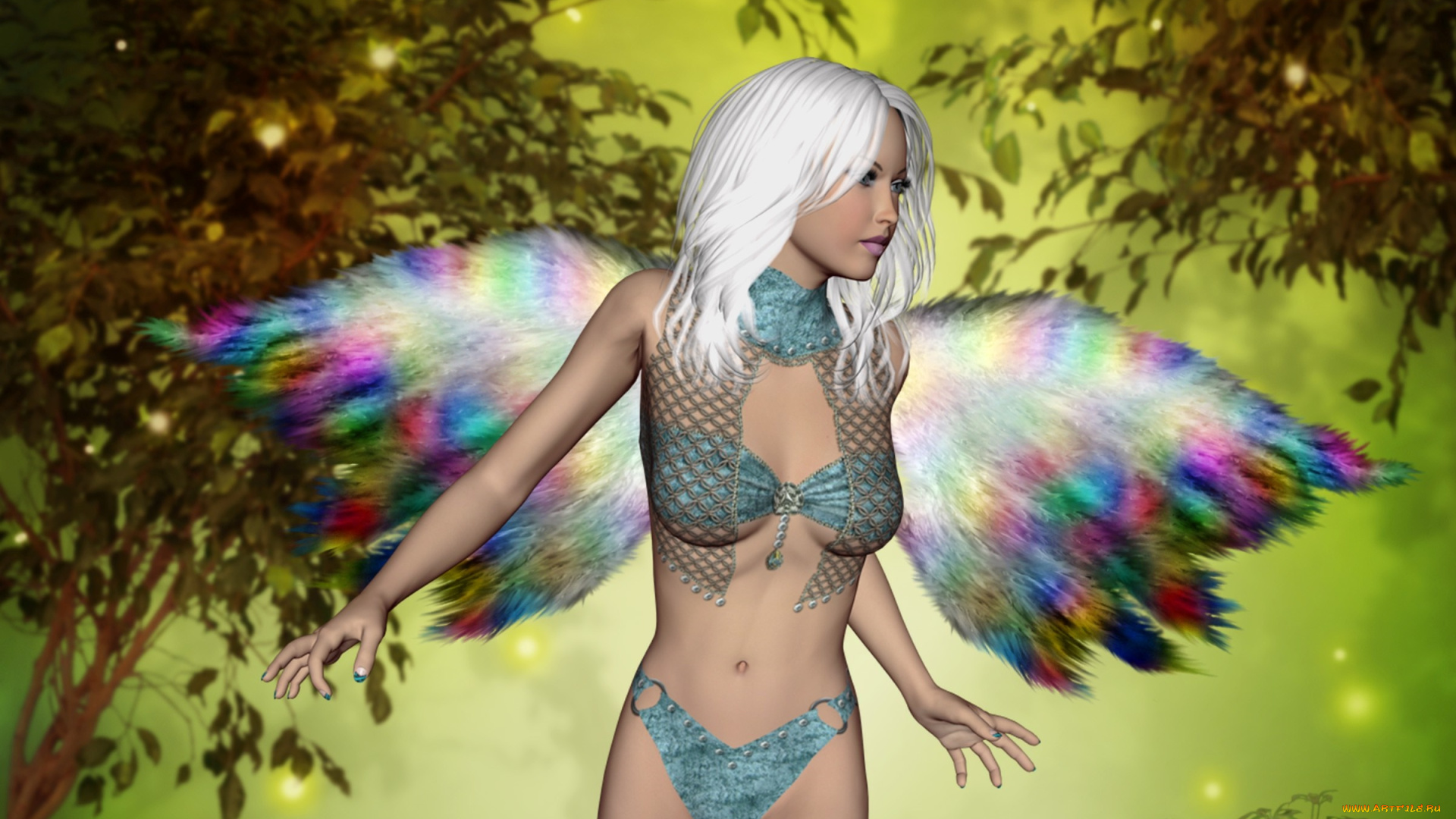 3д, графика, эльфы, , elves, фон, взгляд, фея