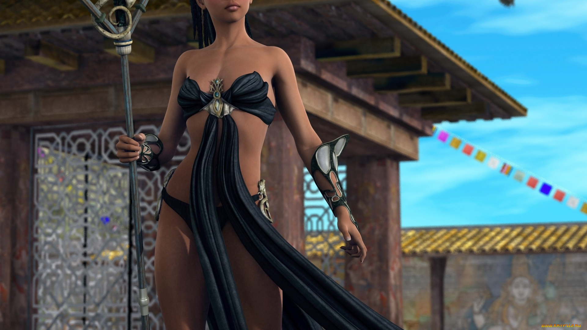 3д, графика, фантазия, , fantasy, фон, взгляд, девушка, тотем