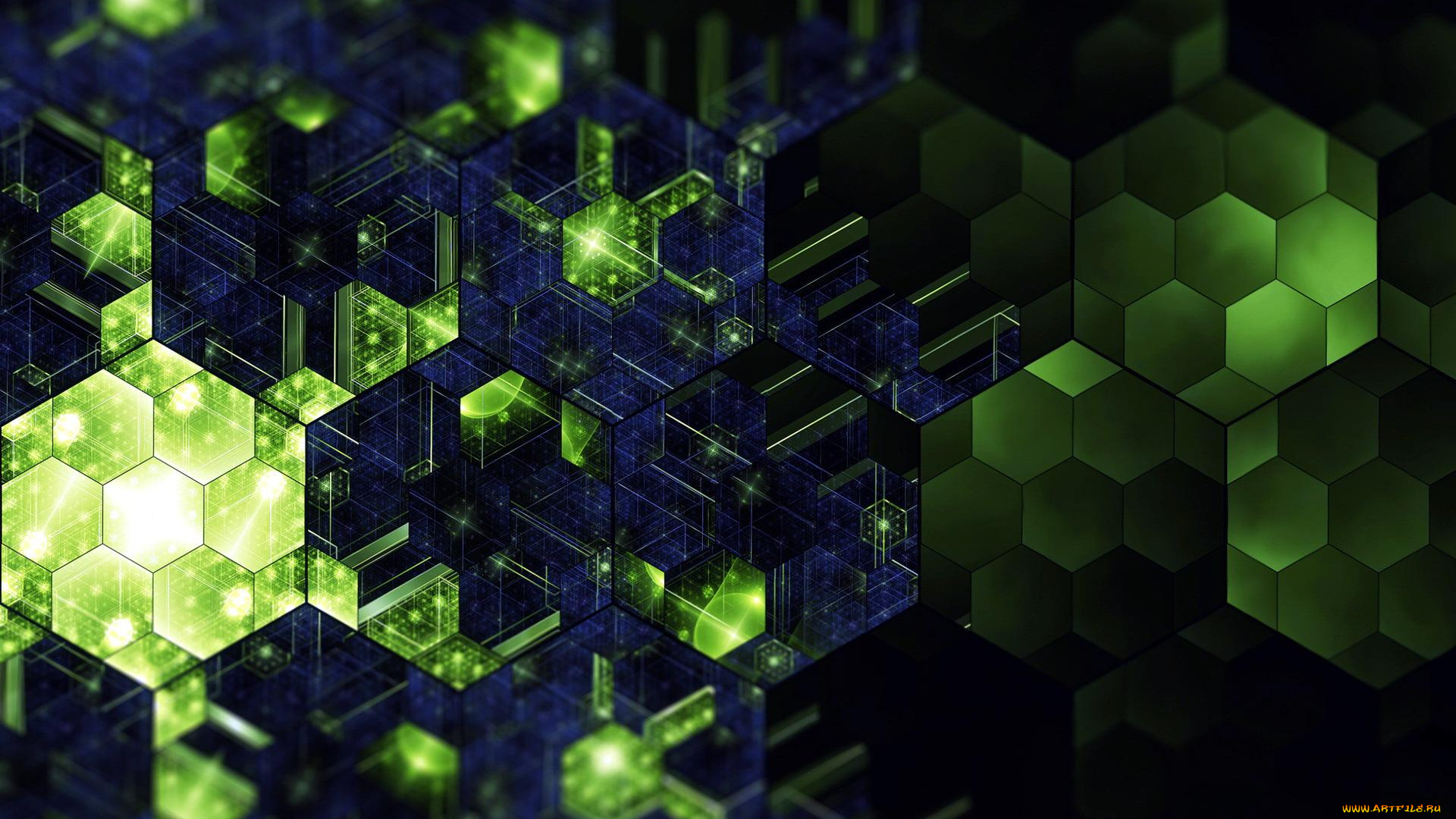 3д, графика, текстуры, , , textures, зеленые, блики, соты, кристаллы, синие