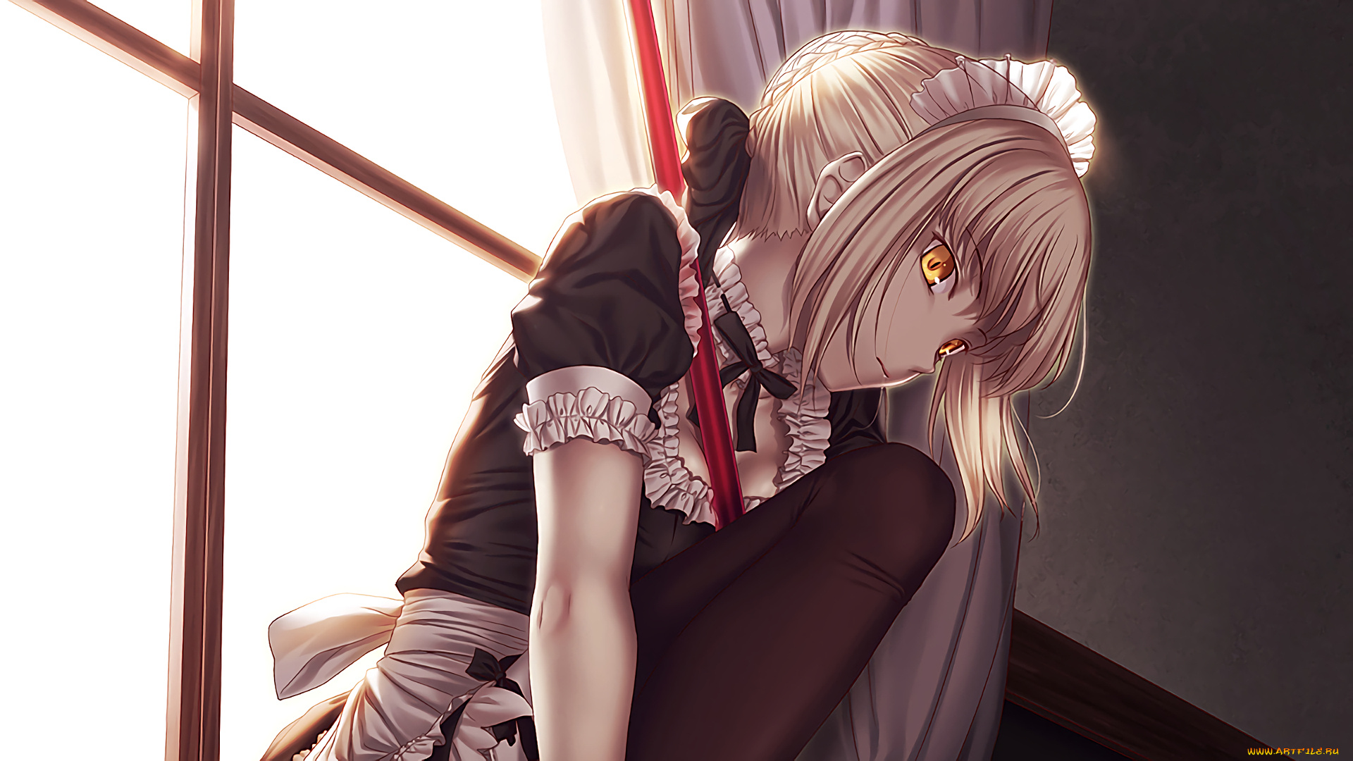 аниме, fate, stay, night, фон, девушка, взгляд