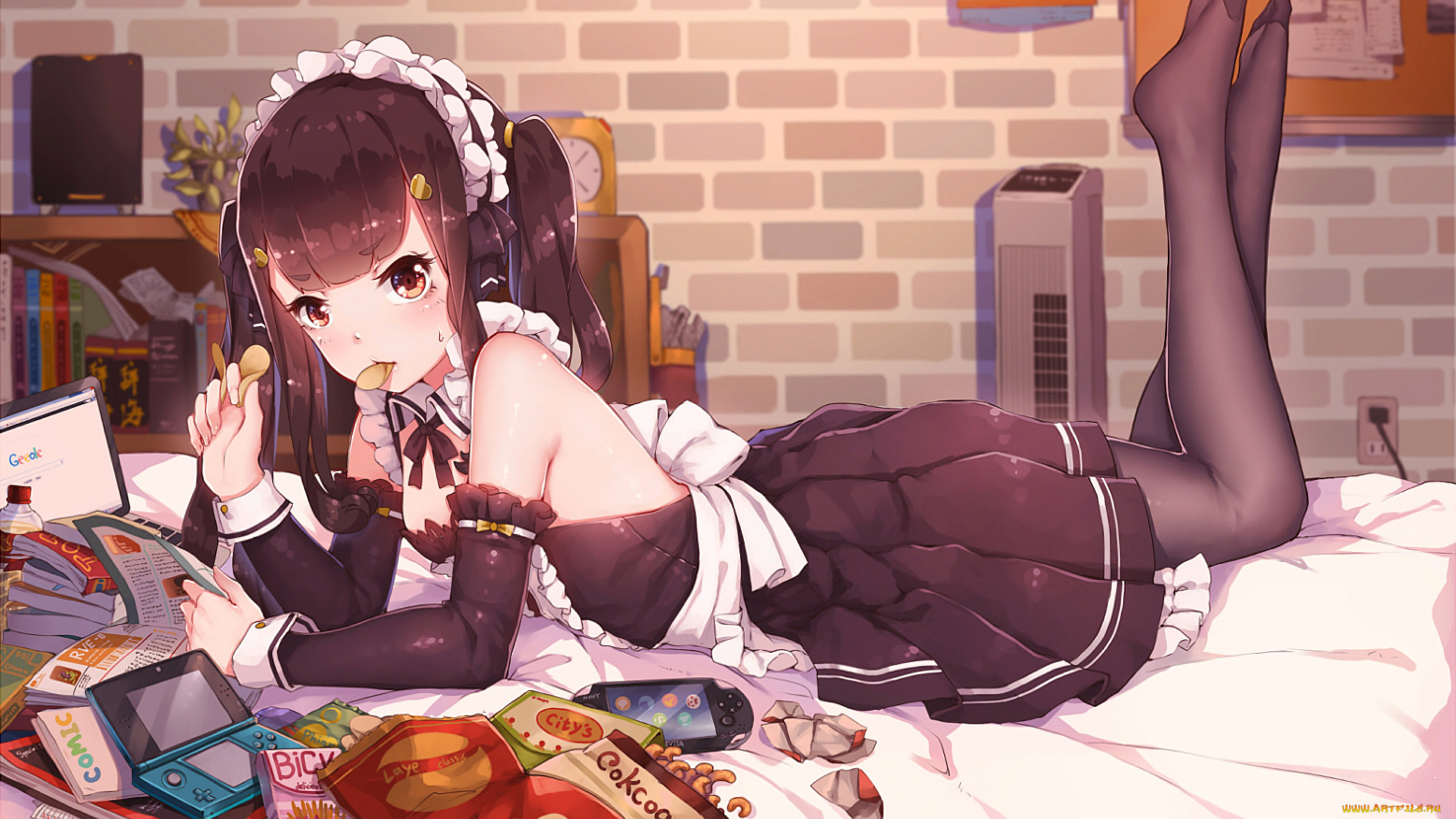 аниме, unknown, , другое, взгляд, девушка, фон