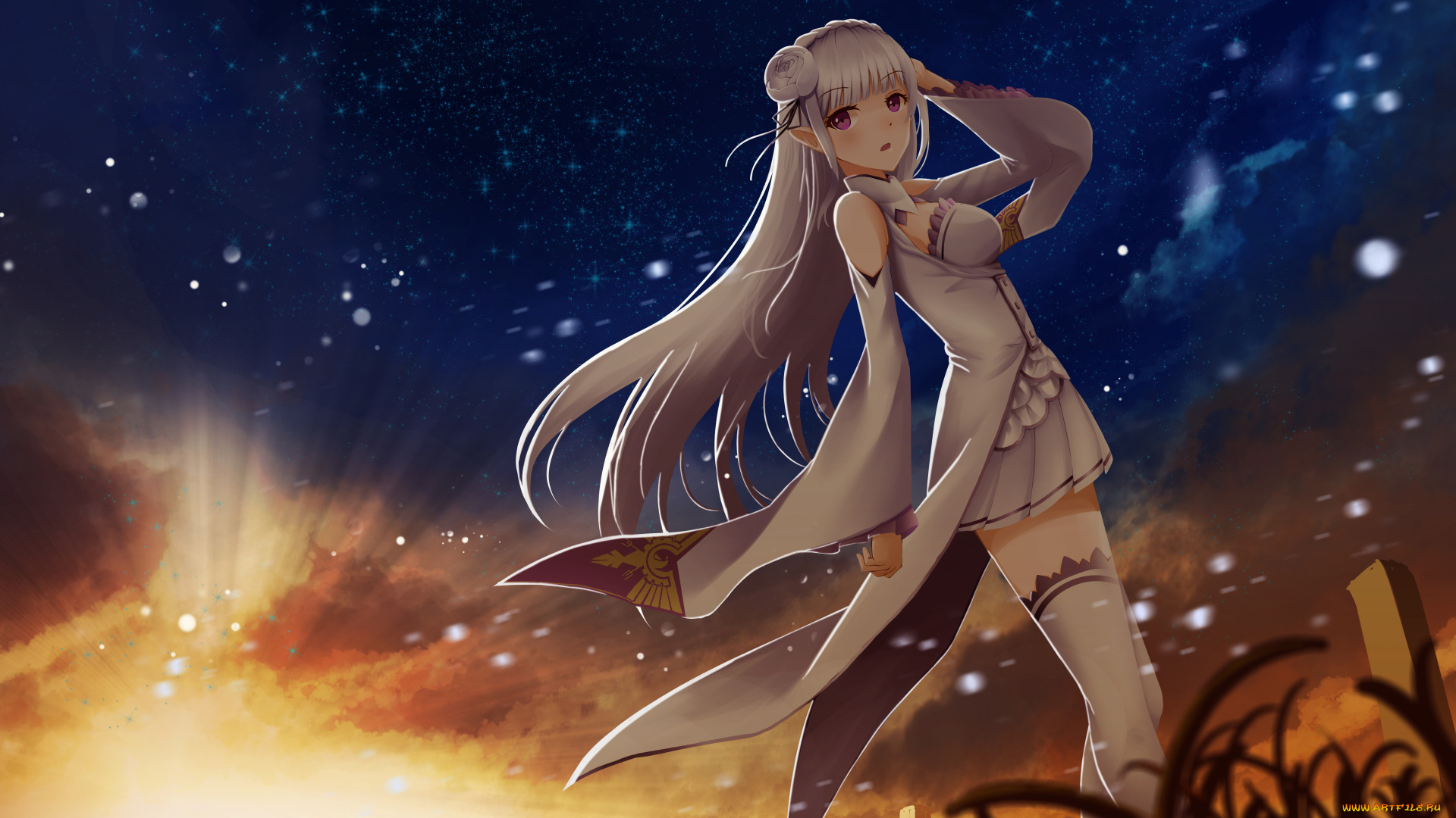 аниме, животные, , существа, фон, взгляд, эльфийка