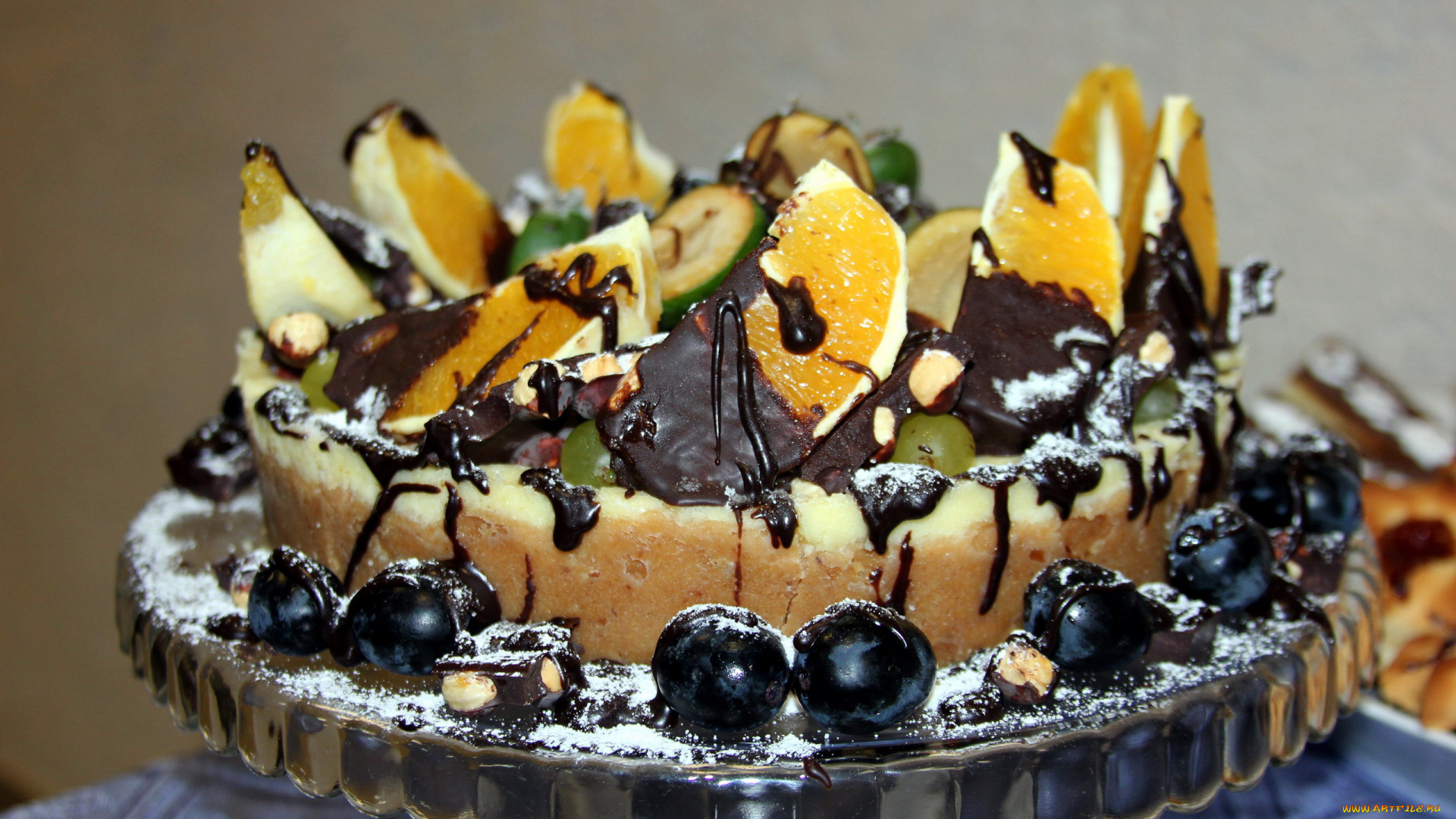 еда, торты, апельсины, виноград