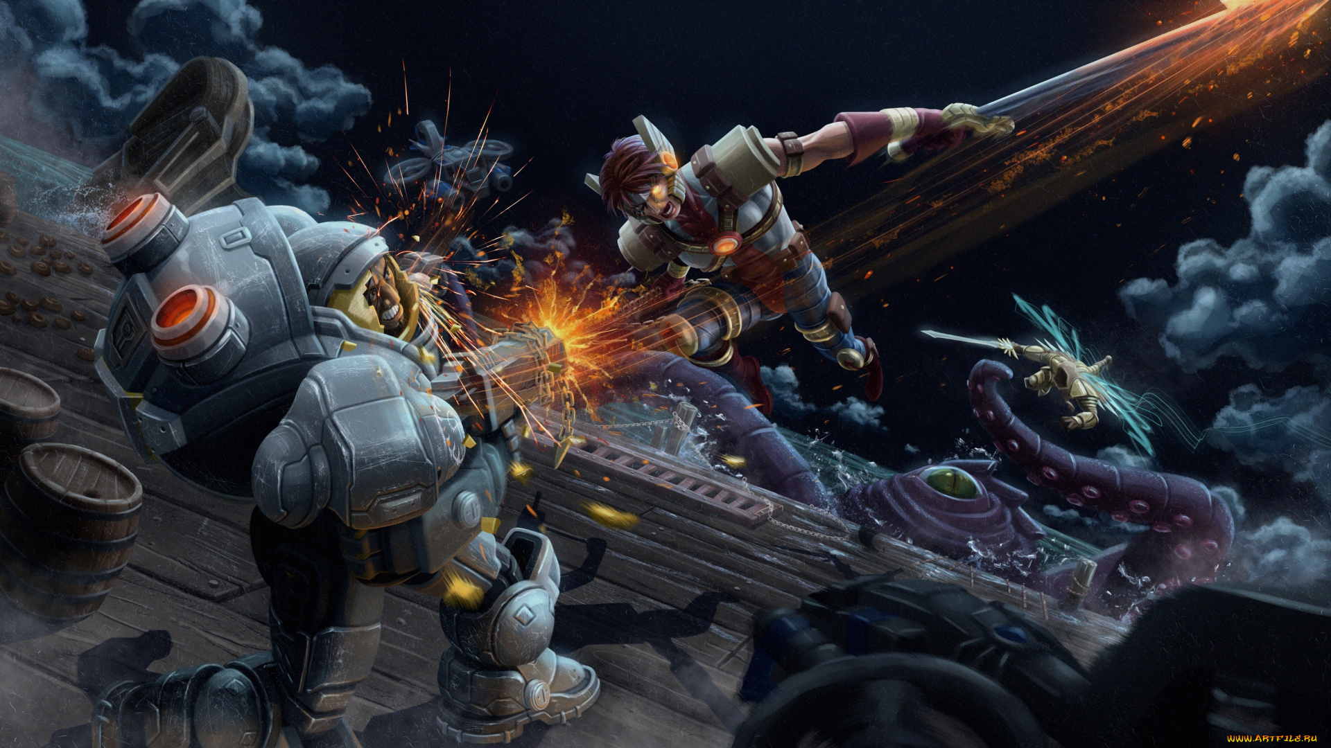 фэнтези, роботы, , киборги, , механизмы, сражение, схватка, мир, иной