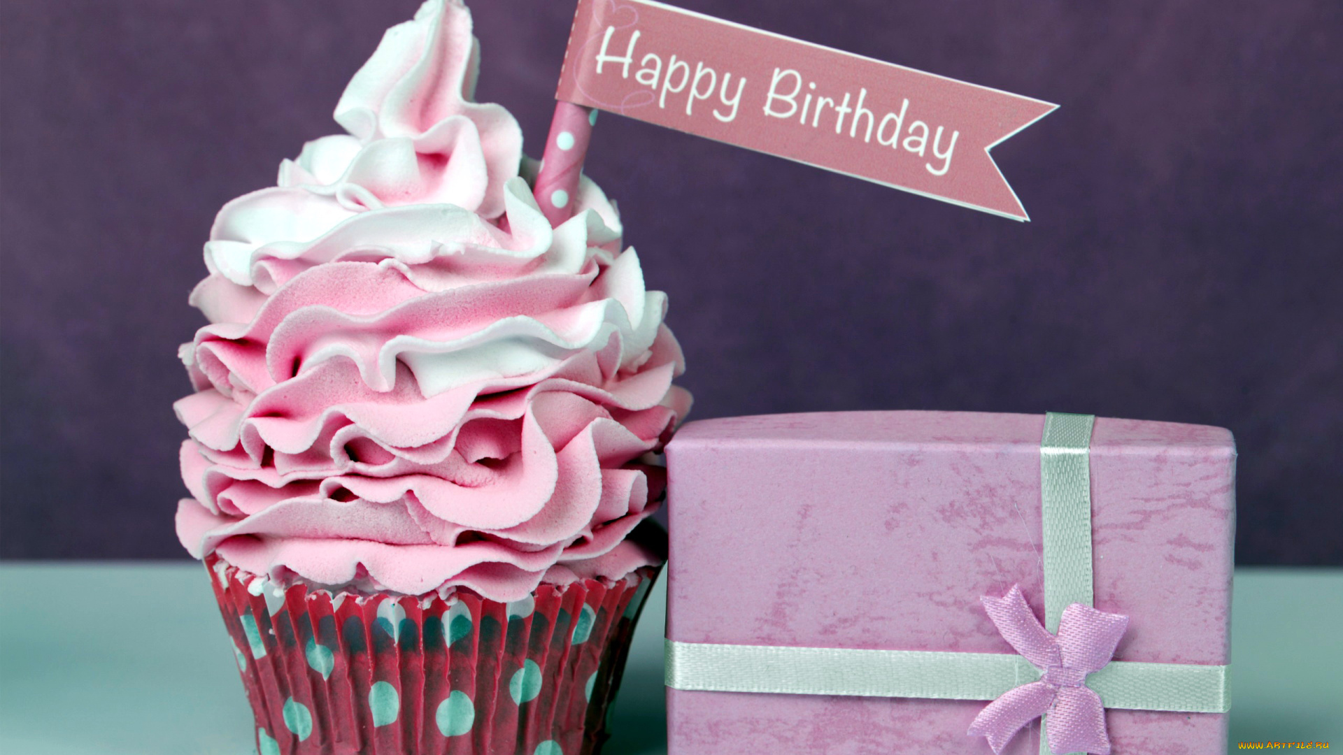 праздничные, день, рождения, кекс, подарок, пожелание
