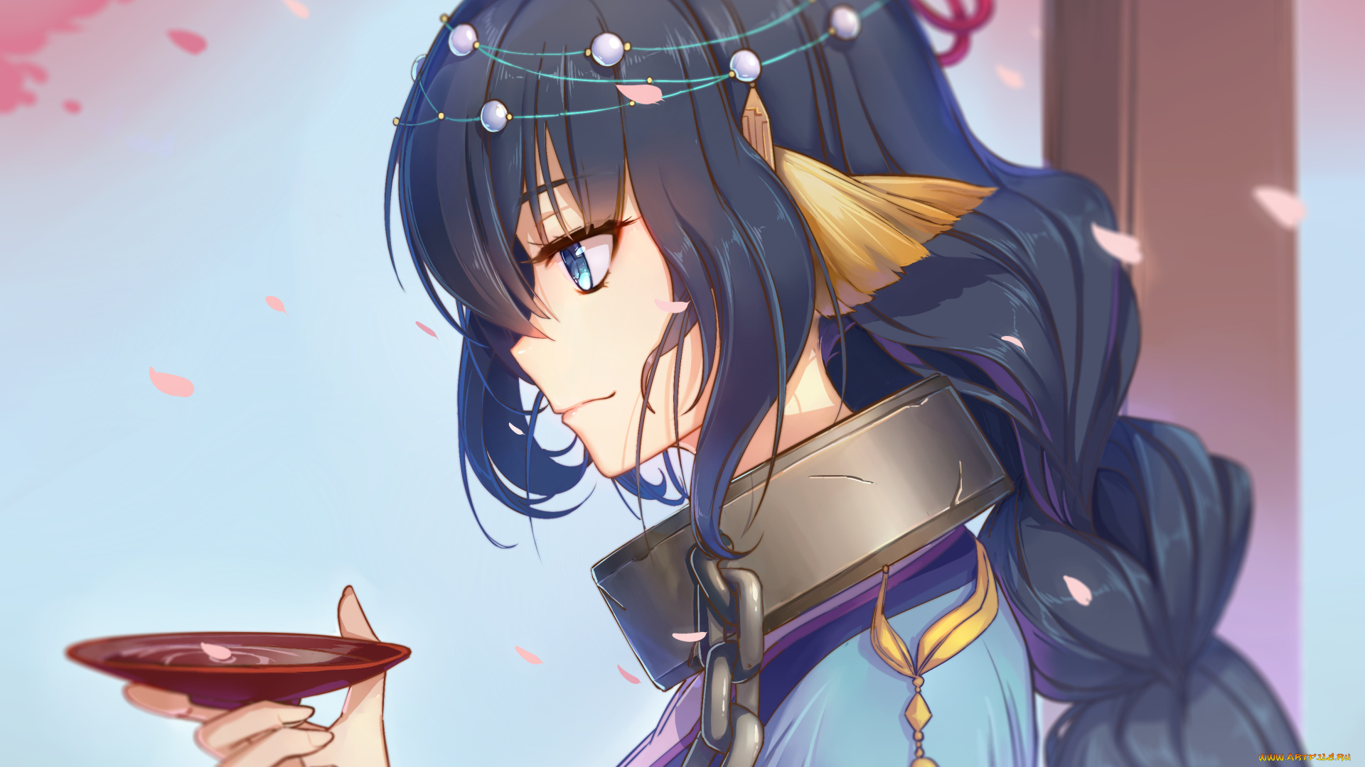 utavarerumono, аниме, фон, взгляд, девушка