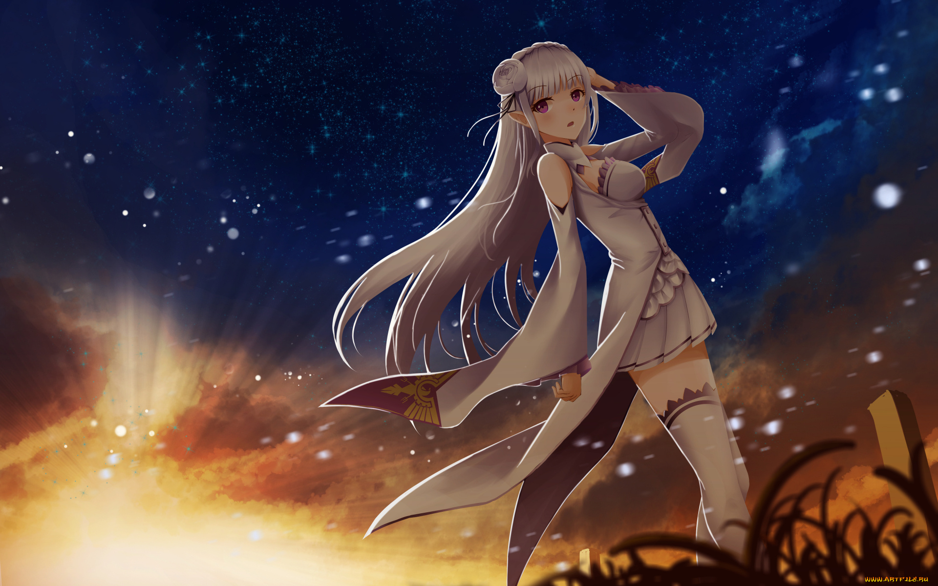 аниме, животные, , существа, фон, взгляд, эльфийка