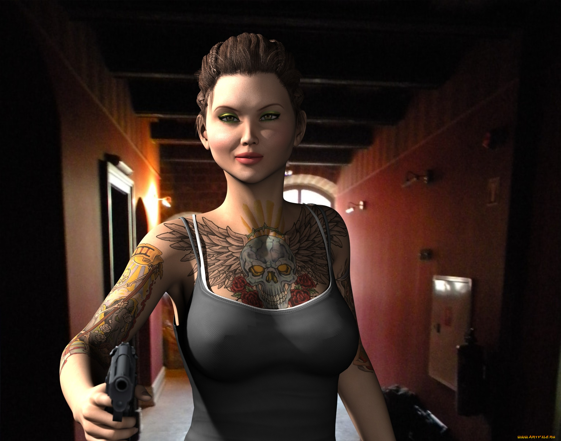 3д, графика, люди, , people, девушка, взгляд, фон