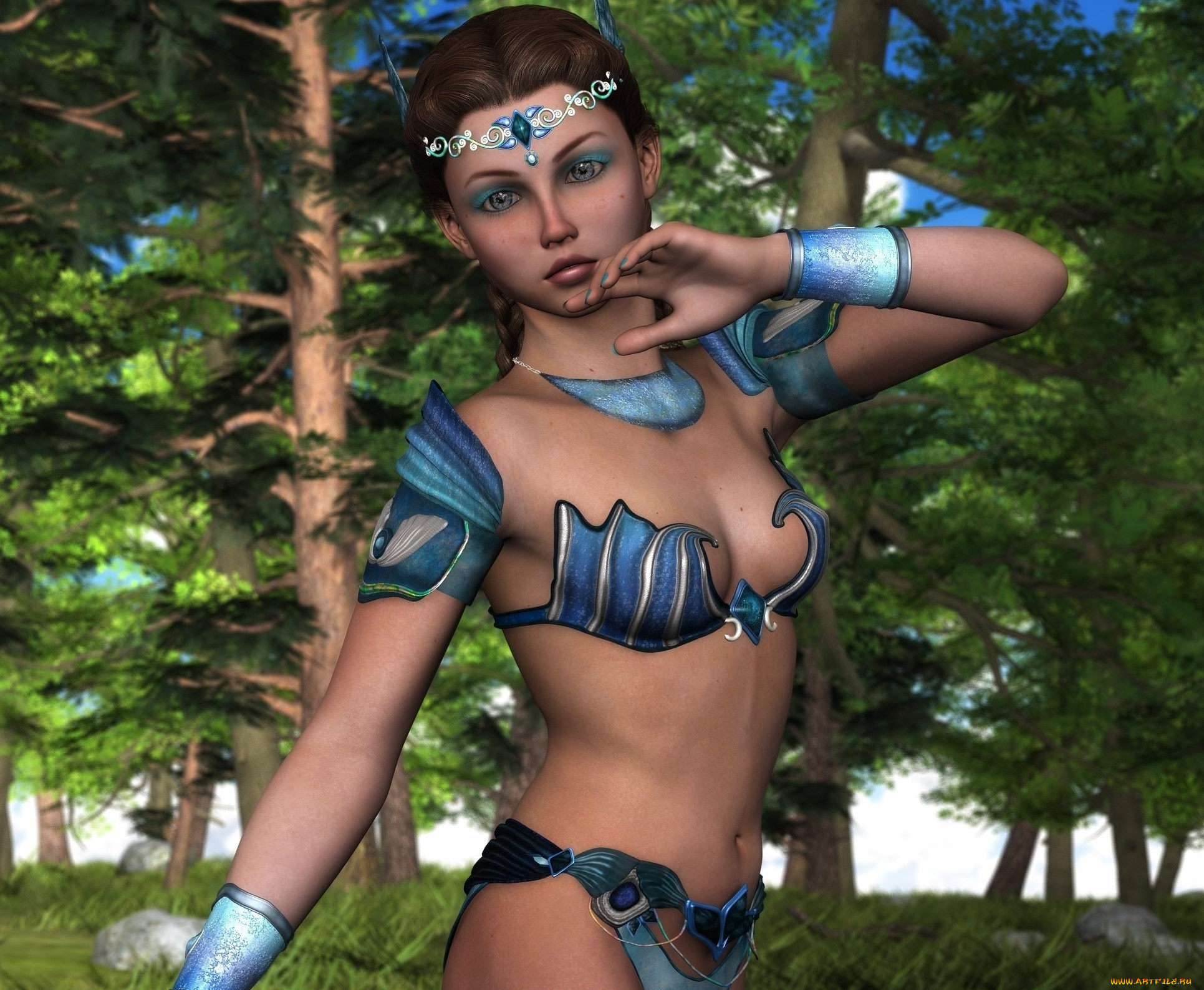 3д, графика, фантазия, , fantasy, фон, взгляд, девушка