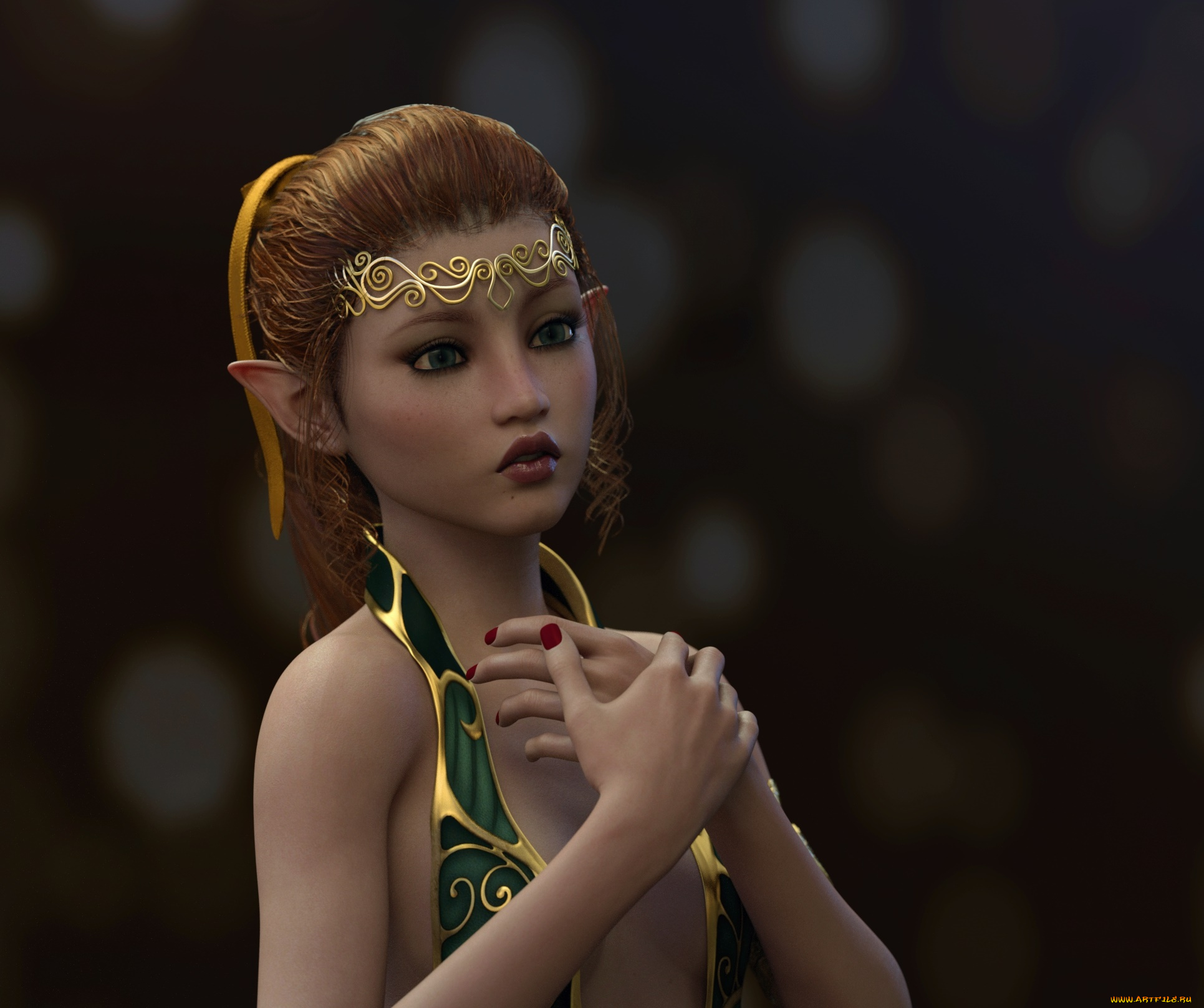 3д, графика, эльфы, , elves, эльфийка, фон, взгляд