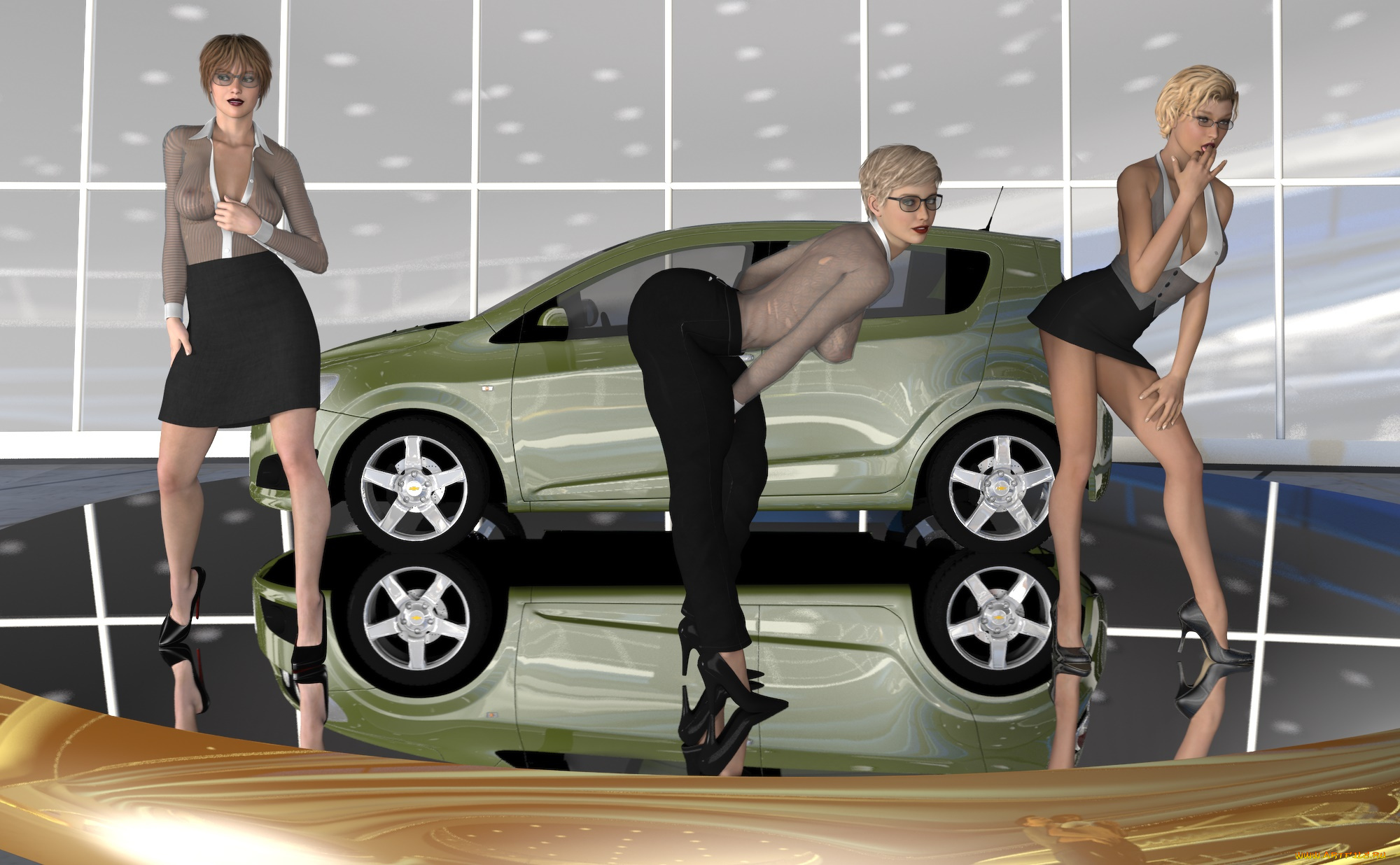 3д, графика, люди-авто, мото, , people-, car, , , moto, автомобиль, фон, взгляд, девушки