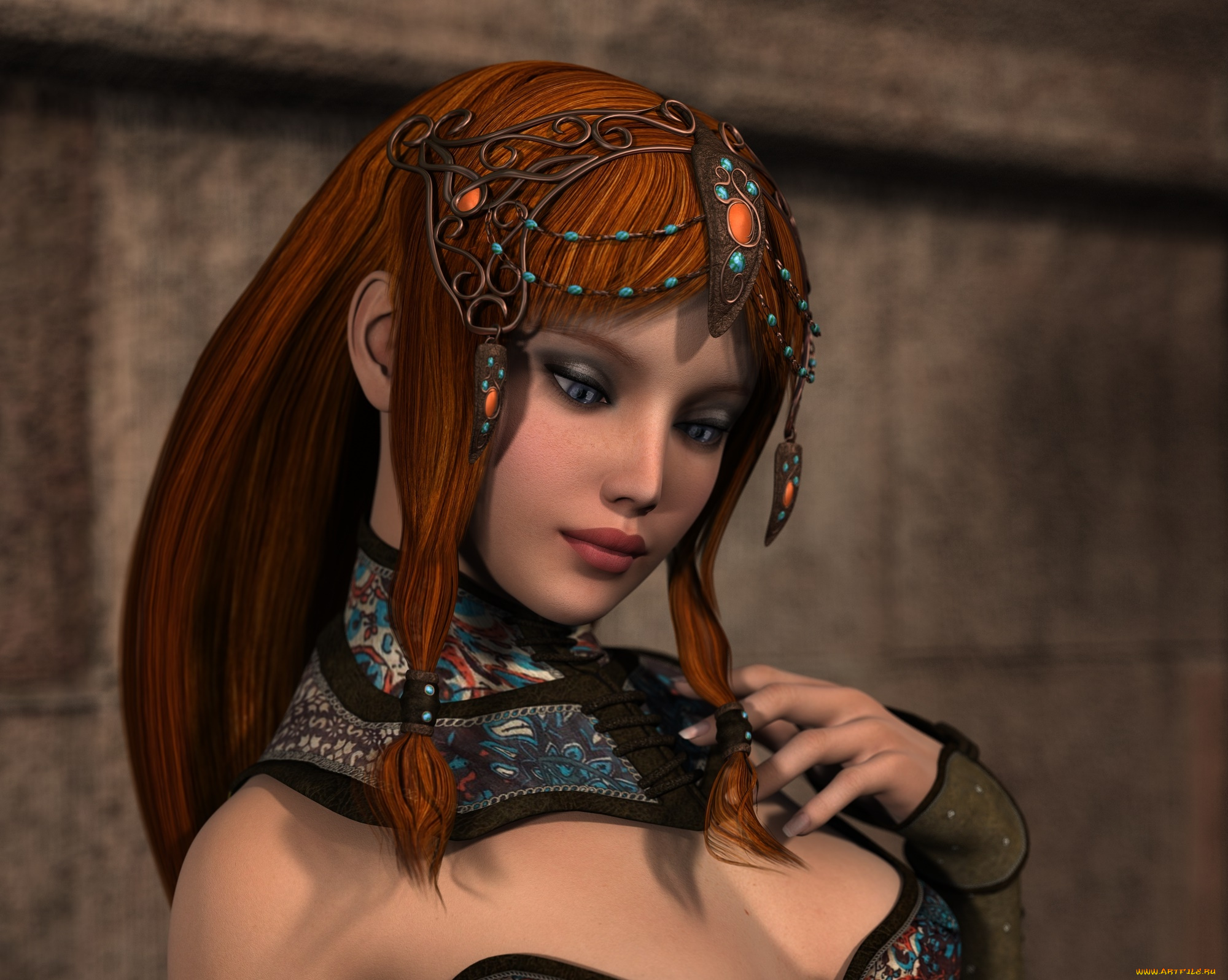 3д, графика, портрет, , portraits, взгляд, девушка, фон