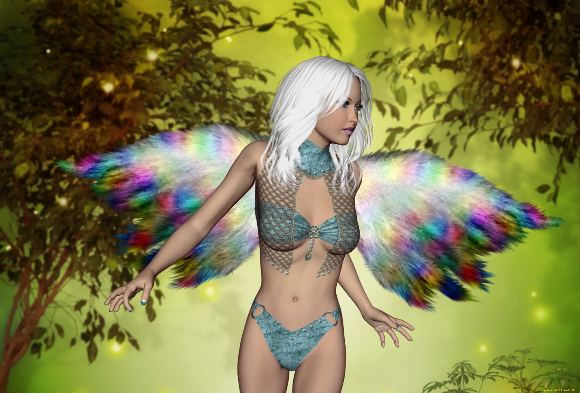 3д, графика, эльфы, , elves, фон, взгляд, фея