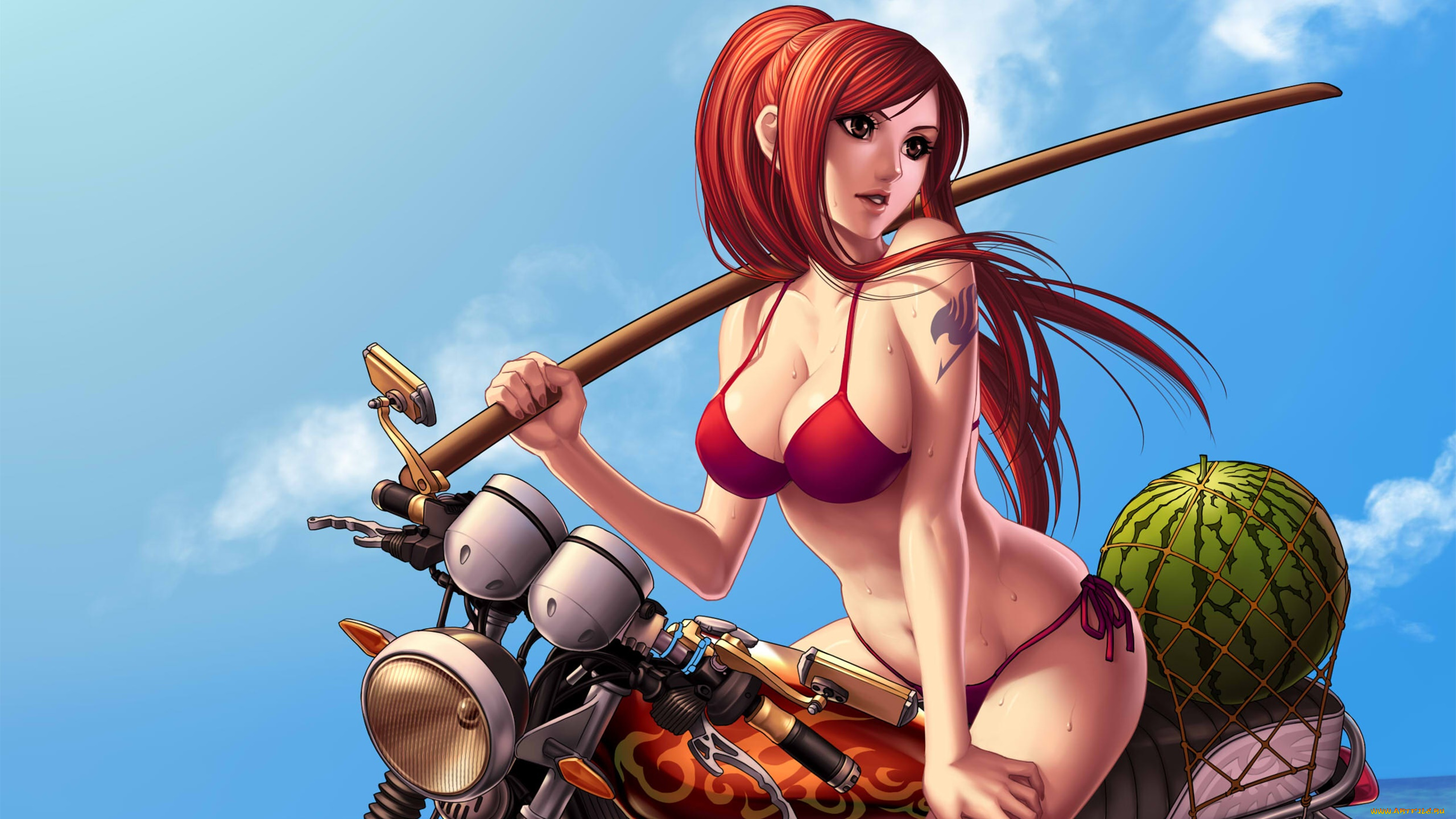 аниме, fairy, tail, фон, взгляд, девушка