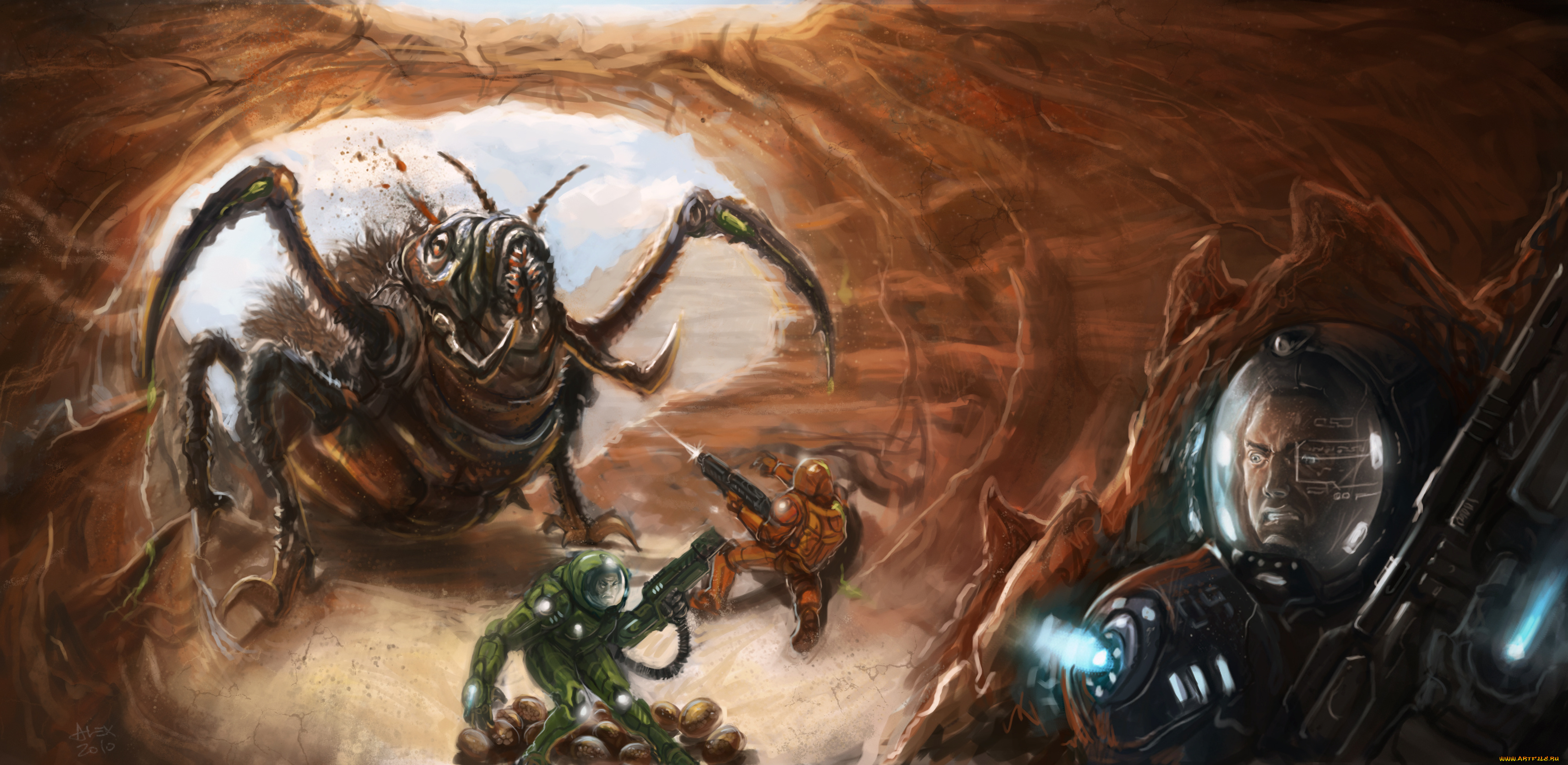 фэнтези, существа, чудовище, существо, сражение, иной, мир, астронавты