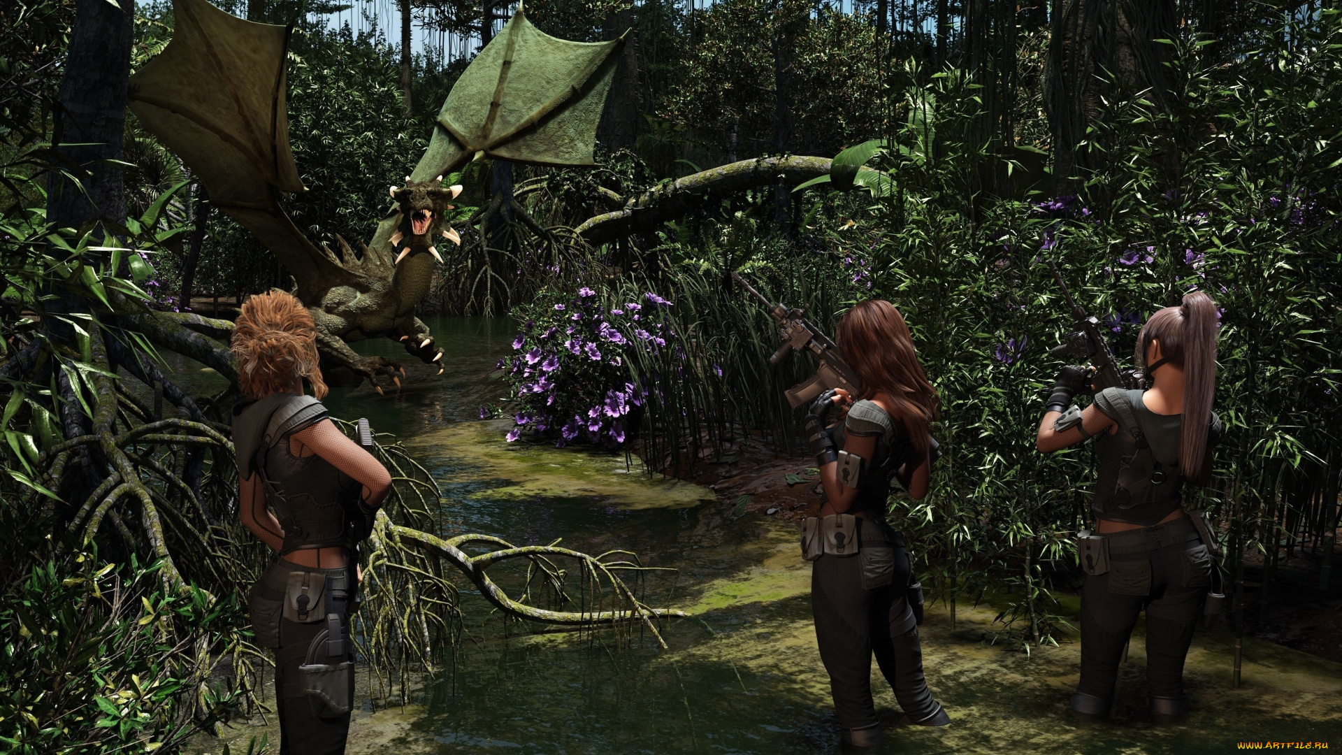 3д, графика, фантазия, , fantasy, фон, девушки, взгляд