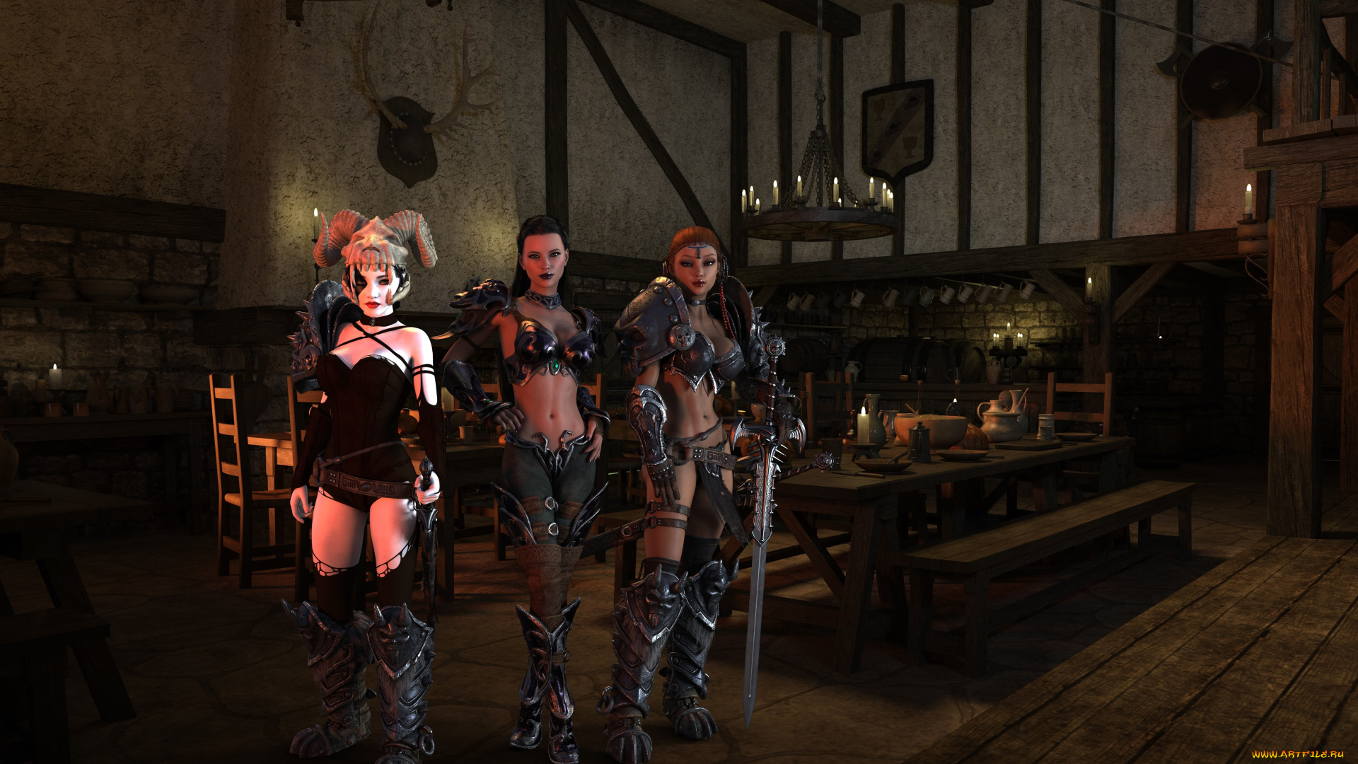 3д, графика, фантазия, , fantasy, фон, взгляд, девушки