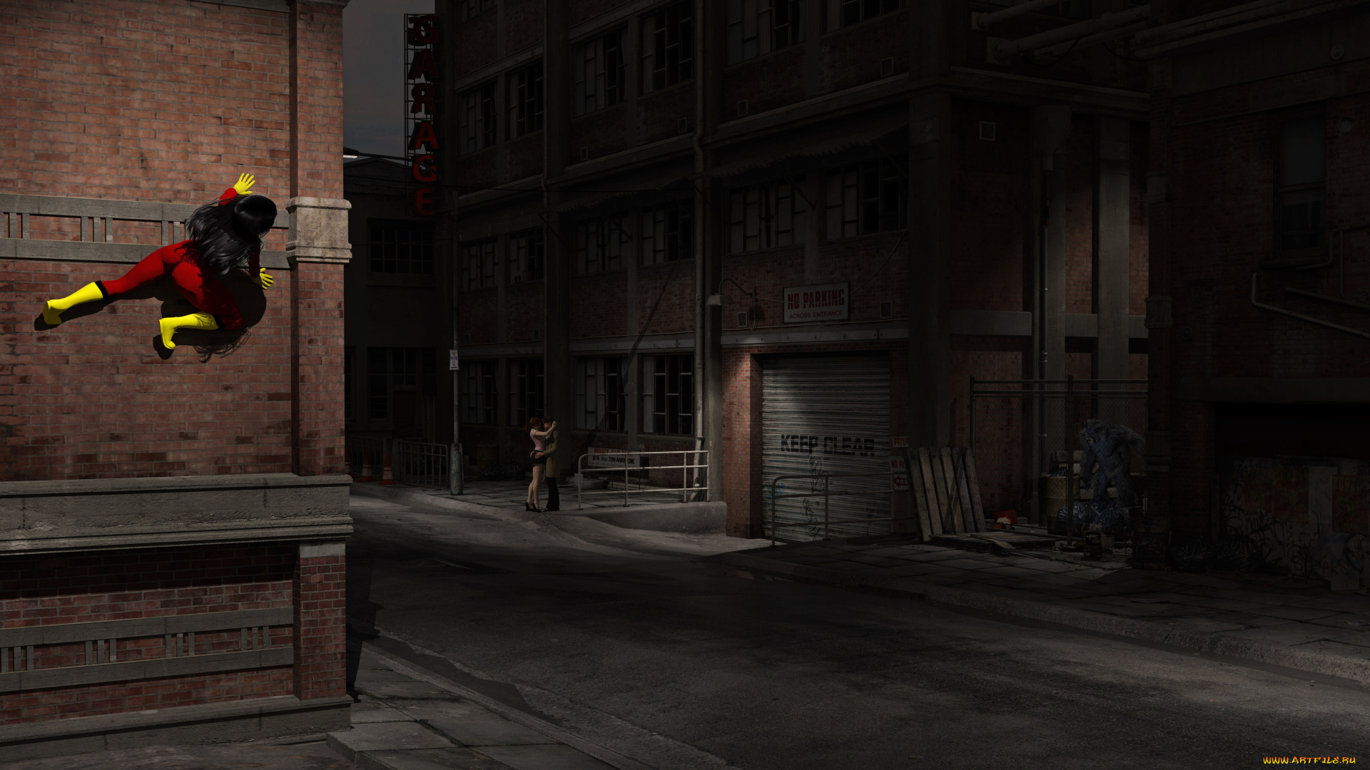 3д, графика, фантазия, , fantasy, супермен, фон, взгляд, девушка