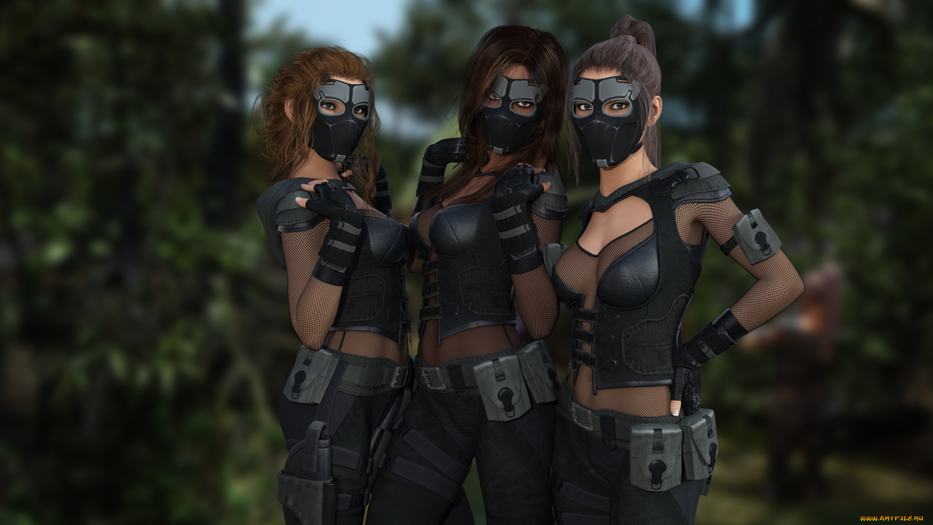 3д, графика, фантазия, , fantasy, взгляд, девушки, фон