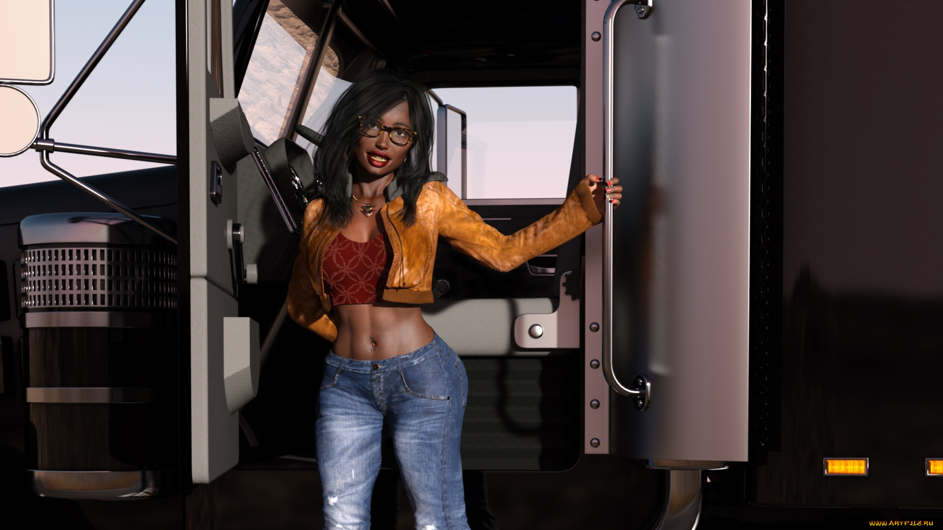 3д, графика, люди-авто, мото, , people-, car, , , moto, девушка, фон, взгляд