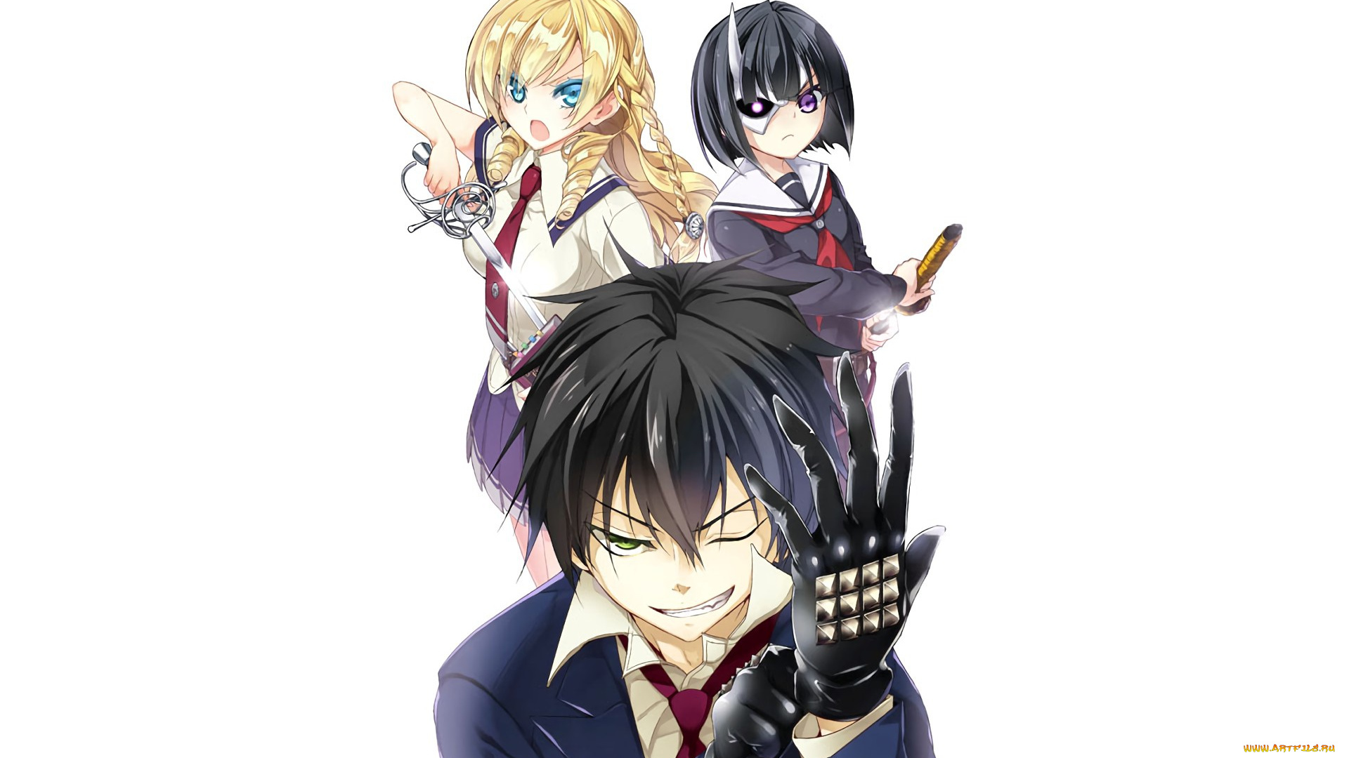 аниме, busou, shoujo, machiavellianism, girl, sword, anime, katana, ken, blade, blonde, mask, bishojo, seifuku, armed, girl's, machiavellism, busou, shoujo, machiavellianism