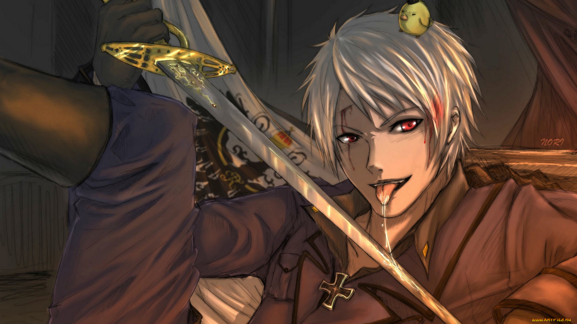 аниме, hetalia, , axis, powers, парень, меч