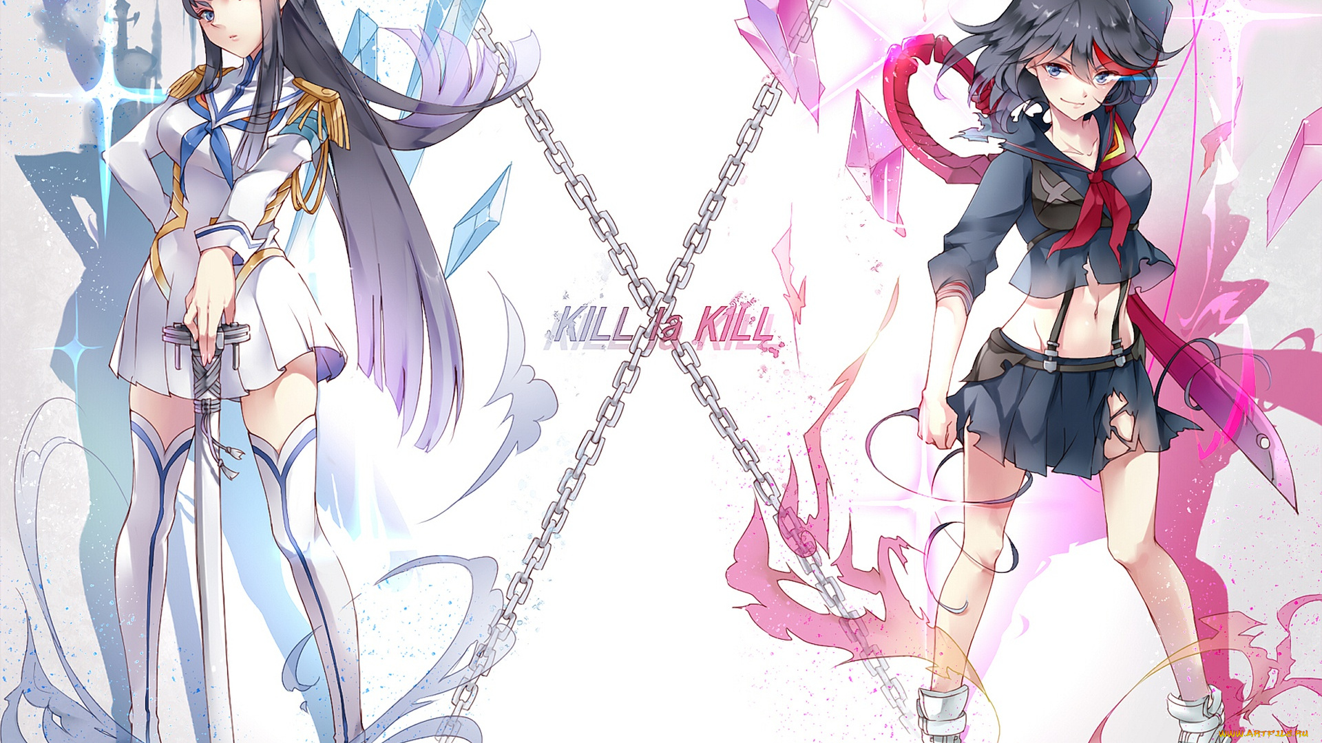 аниме, kill, la, kill, kill, la, satsuki, kiryuuin, ryuuko, matoi, девушки, anime, art