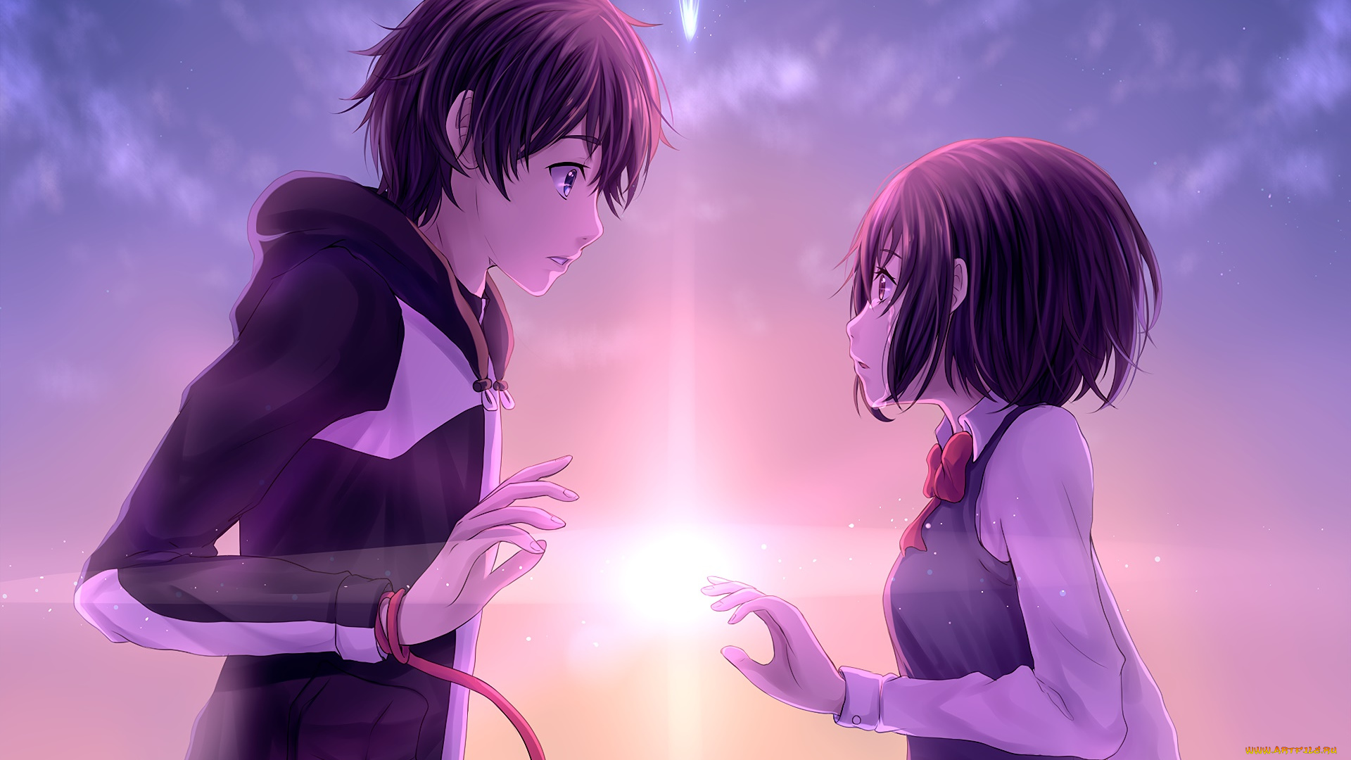 аниме, kimi, no, na, wa, девушка, взгляд, фон