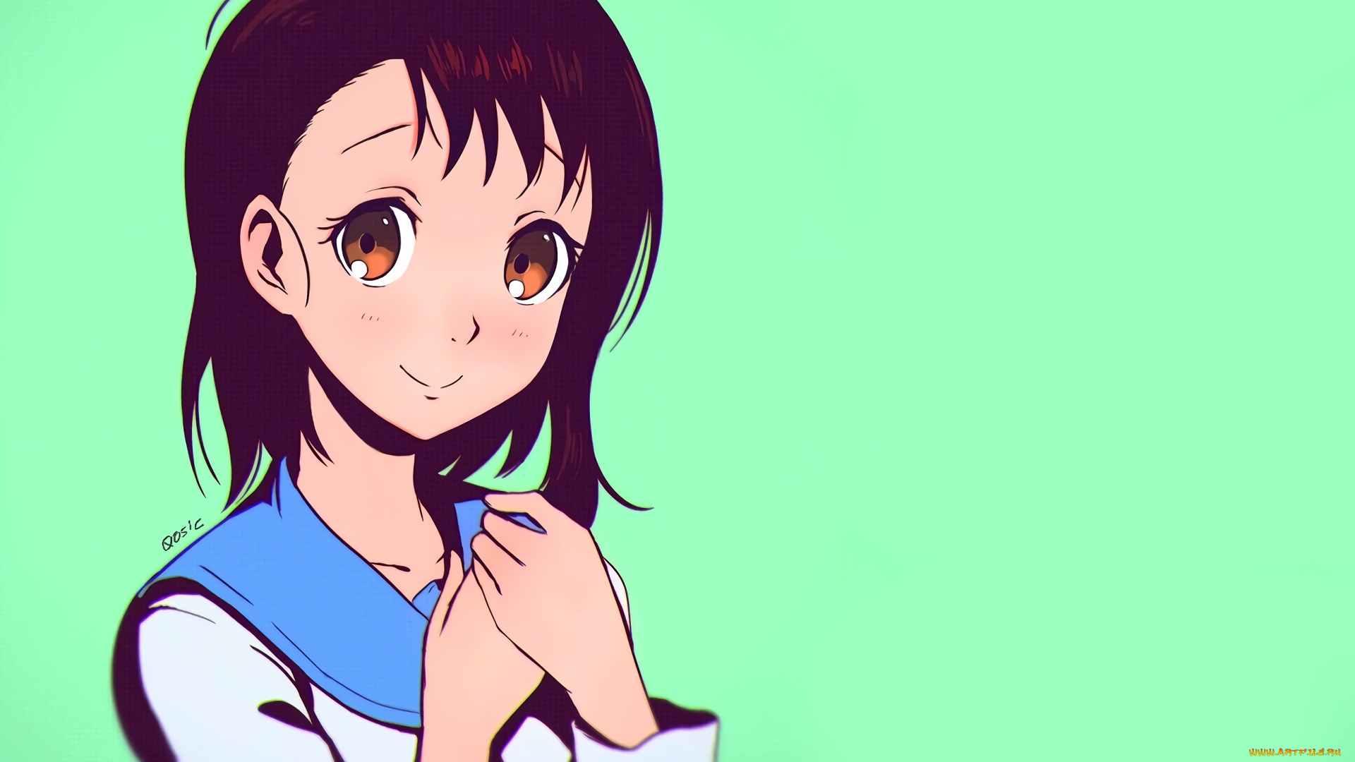 аниме, nisekoi, девушка, взгляд, фон